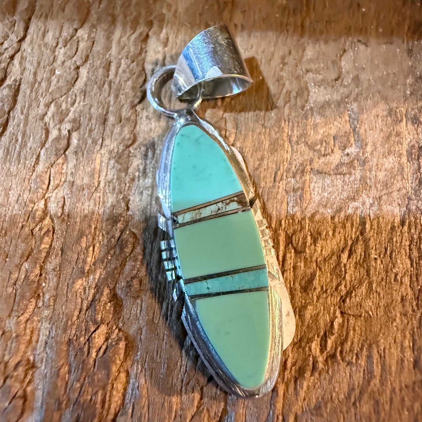 Brandon Etcitty Navajo Style Turquoise Pendant Sterling Silver Number 8