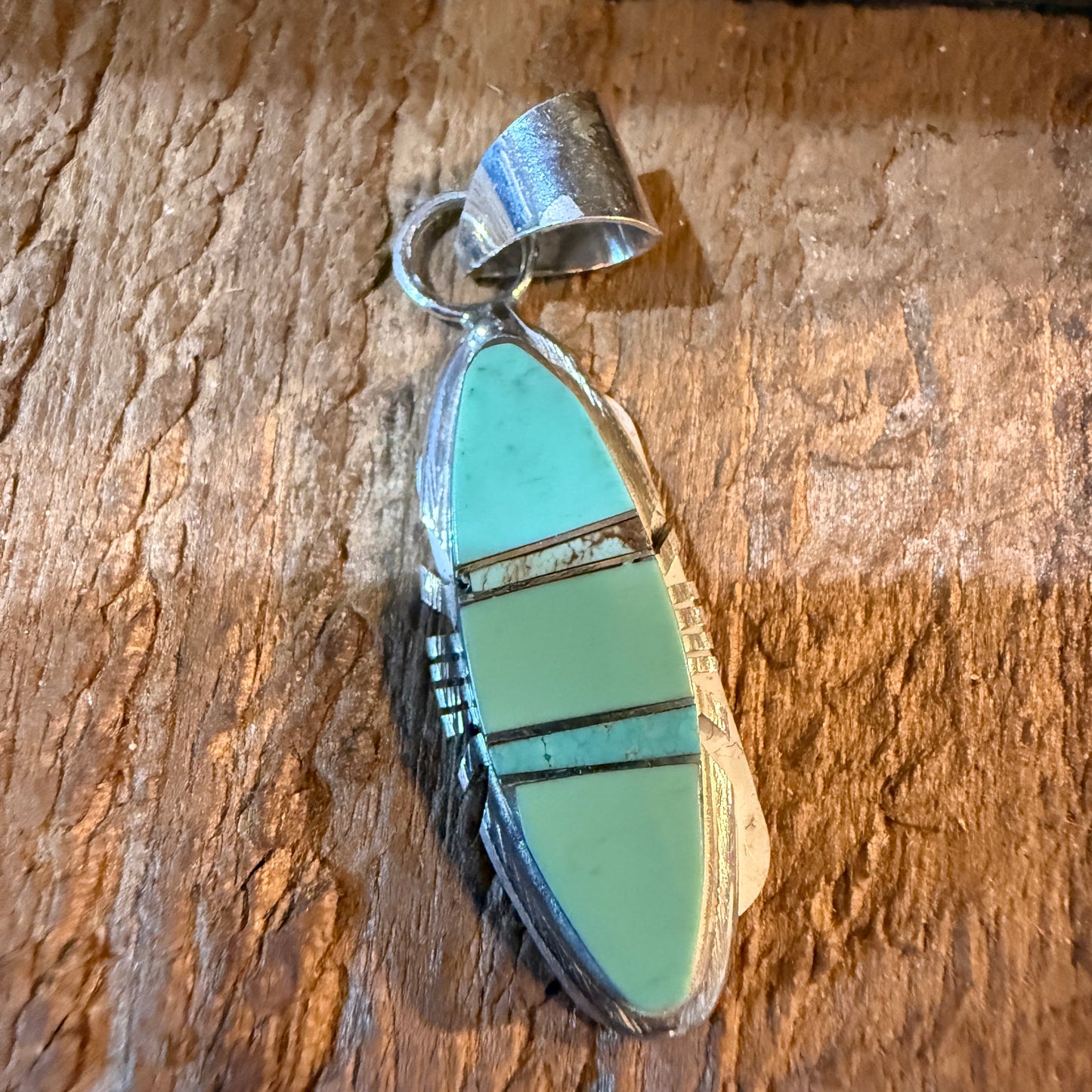 Brandon Etcitty Navajo Style Turquoise Pendant Sterling Silver Number 8