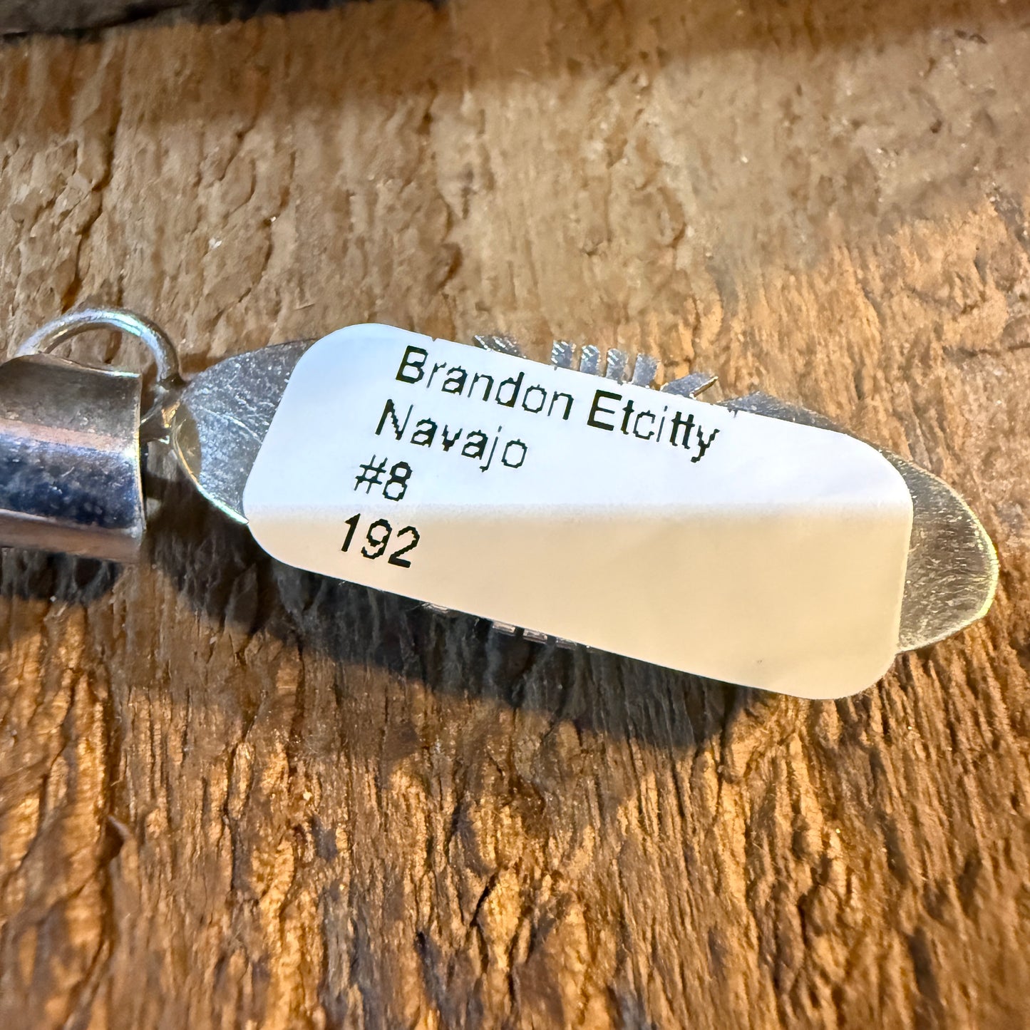 Brandon Etcitty Navajo Style Turquoise Pendant Sterling Silver Number 8