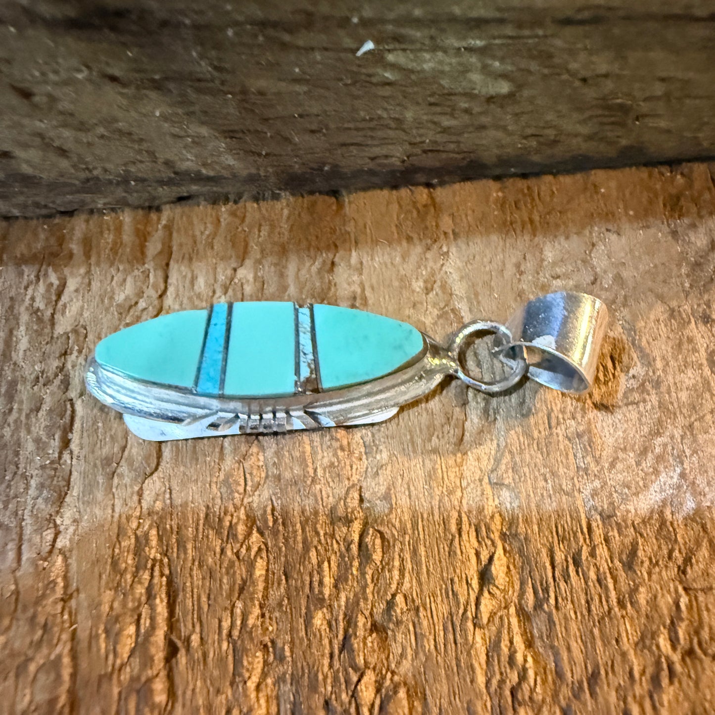Brandon Etcitty Navajo Style Turquoise Pendant Sterling Silver Number 8