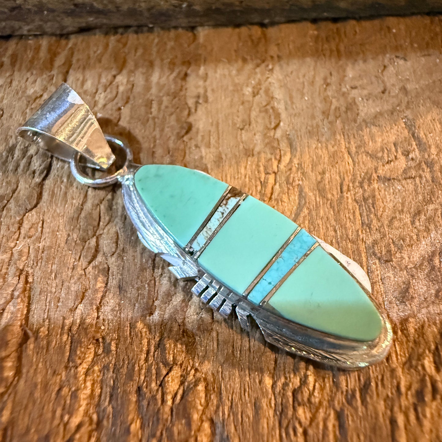 Brandon Etcitty Navajo Style Turquoise Pendant Sterling Silver Number 8