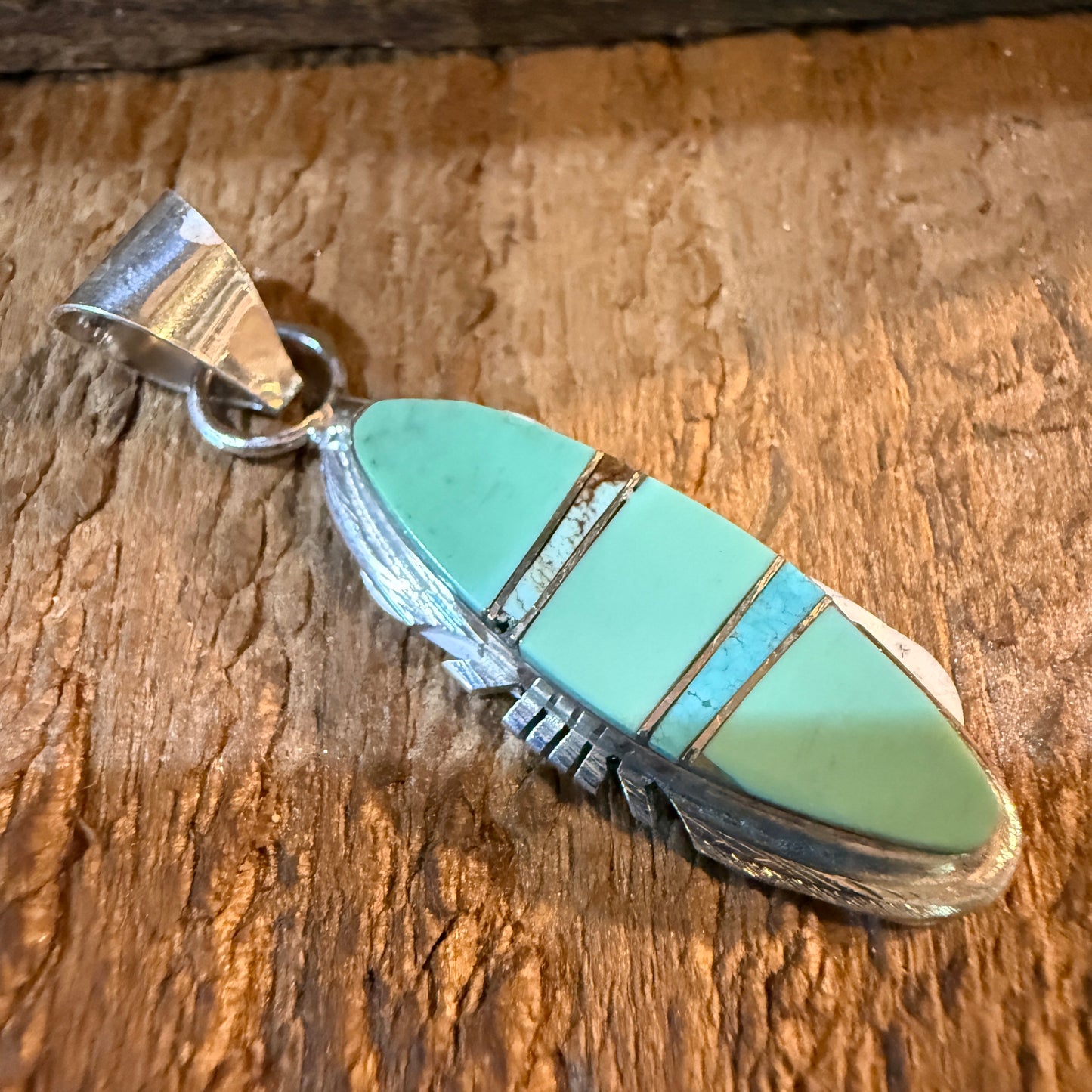 Brandon Etcitty Navajo Style Turquoise Pendant Sterling Silver Number 8