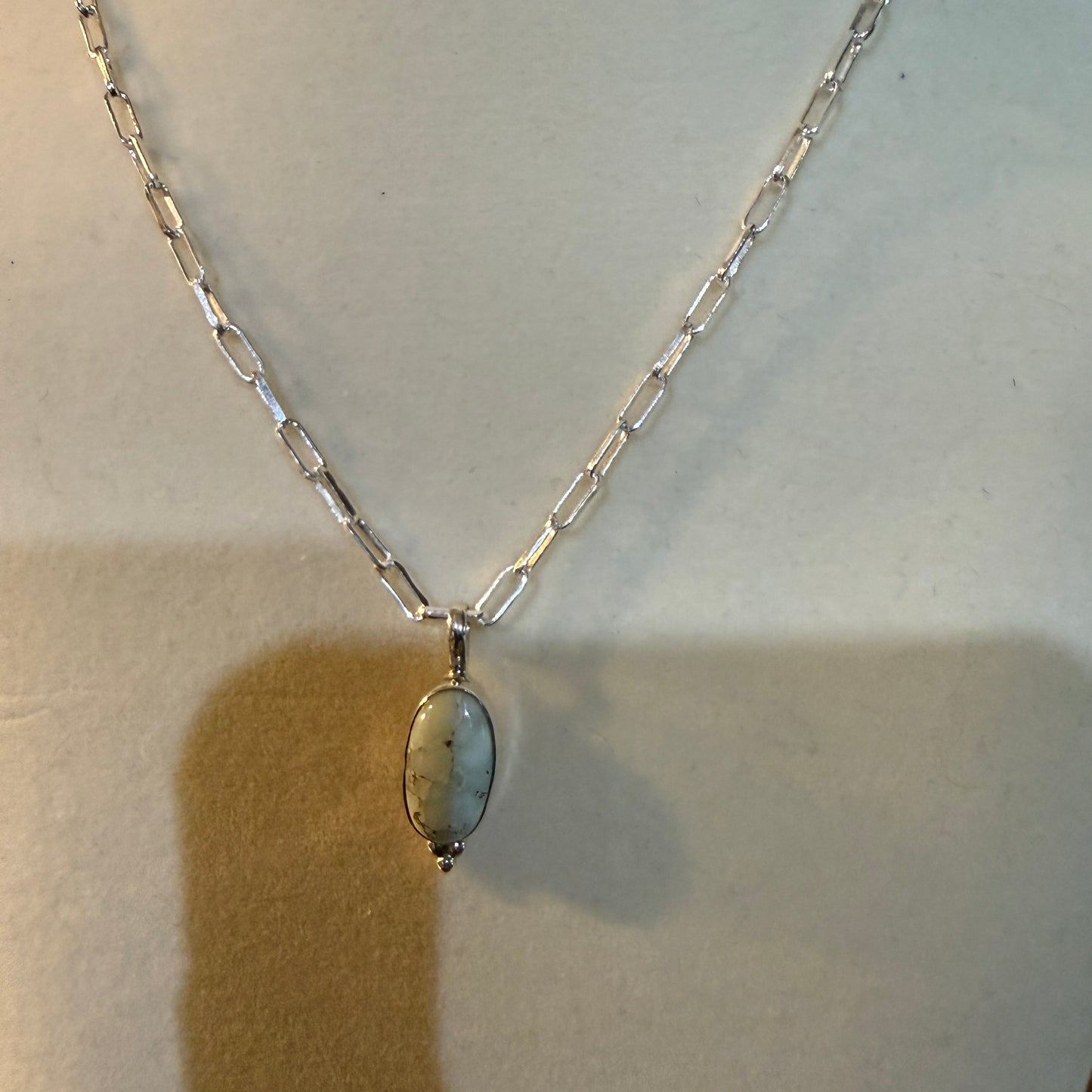 Paloma Turquoise Gemstone Necklace 20 Inch Paperclip Chain Sterling Silver