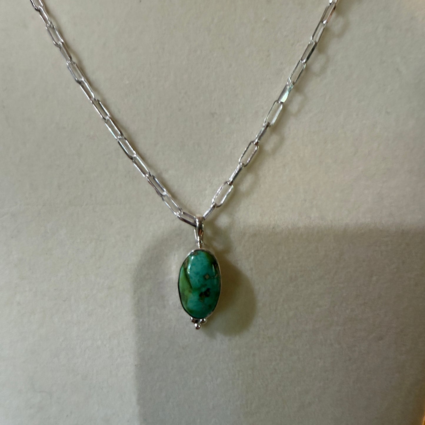 Sonoran Gold Turquoise Necklace With Sterling Silver 20 Inch Paperclip Chain