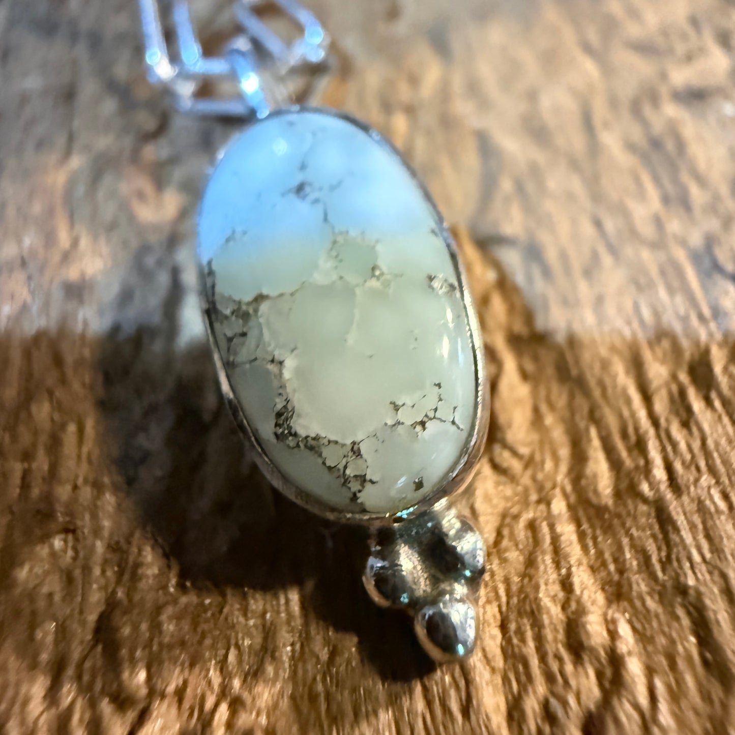 Paloma Turquoise Gemstone Necklace 20 Inch Paperclip Chain Sterling Silver