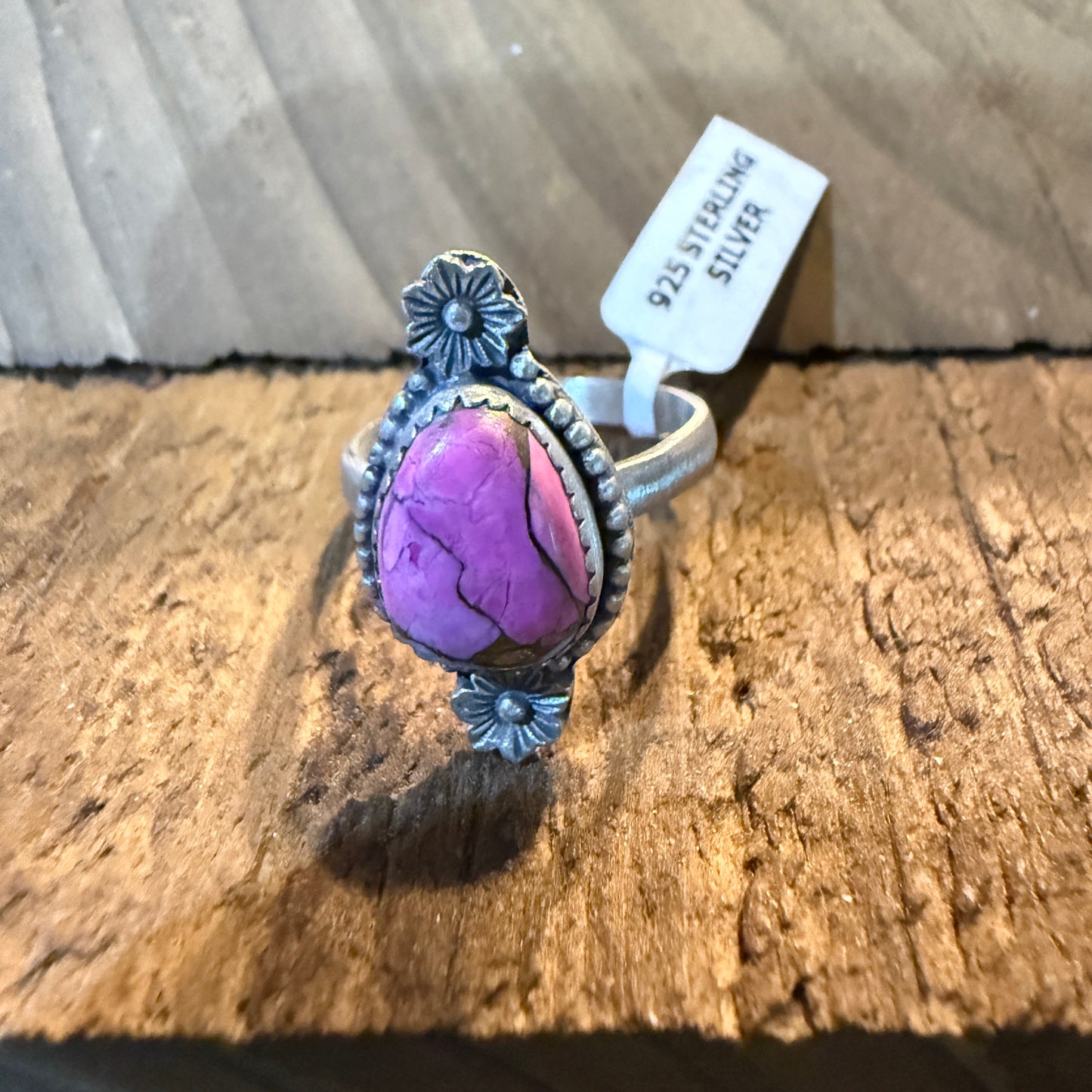 Cotton Candy Dahlia Gemstone Adjustable Ring in Sterling Silver