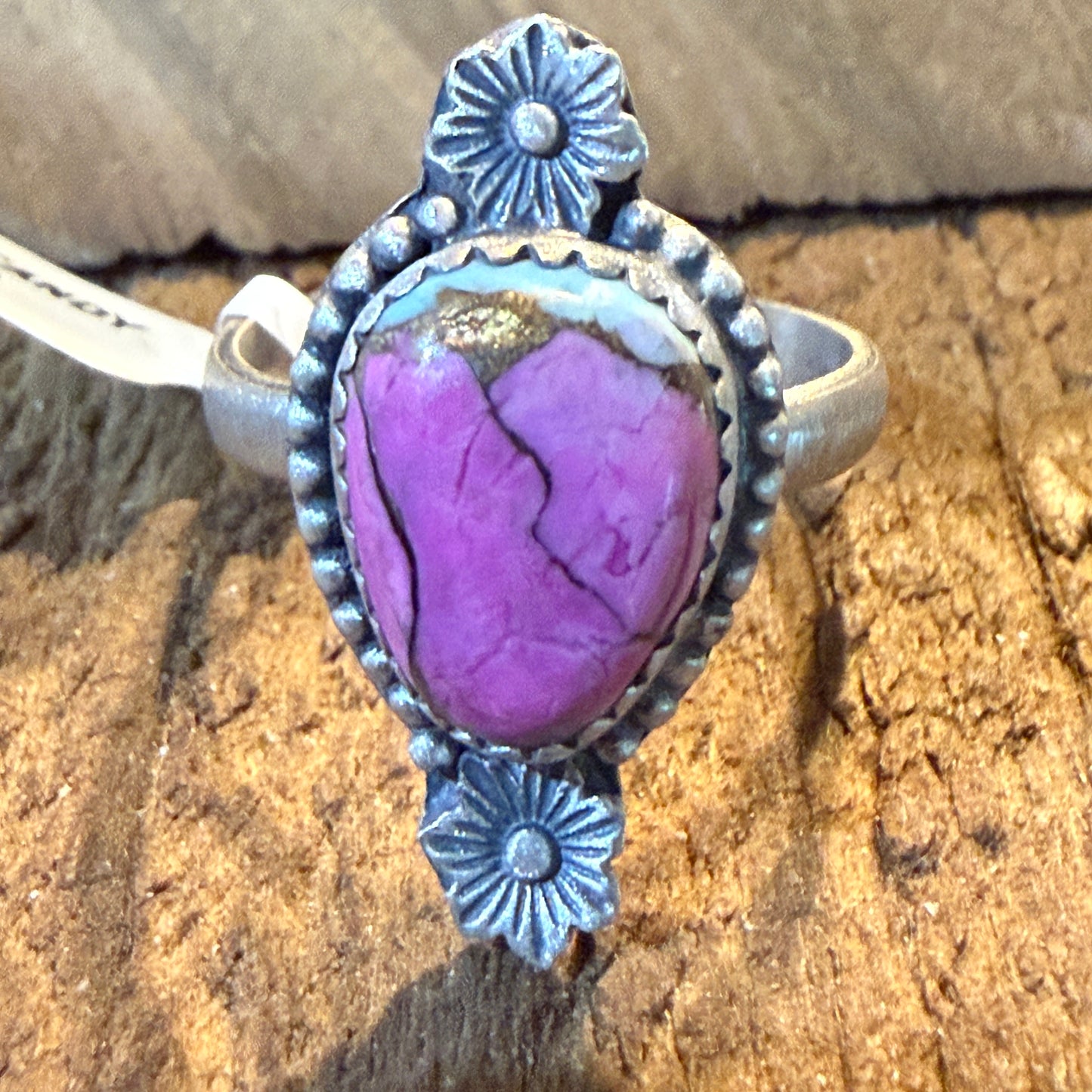 Cotton Candy Dahlia Gemstone Adjustable Ring in Sterling Silver