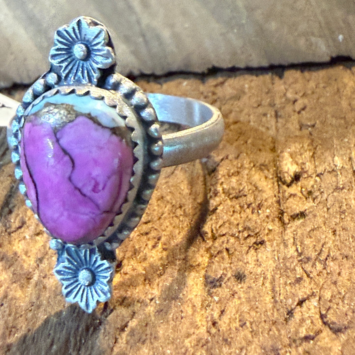 Cotton Candy Dahlia Gemstone Adjustable Ring in Sterling Silver
