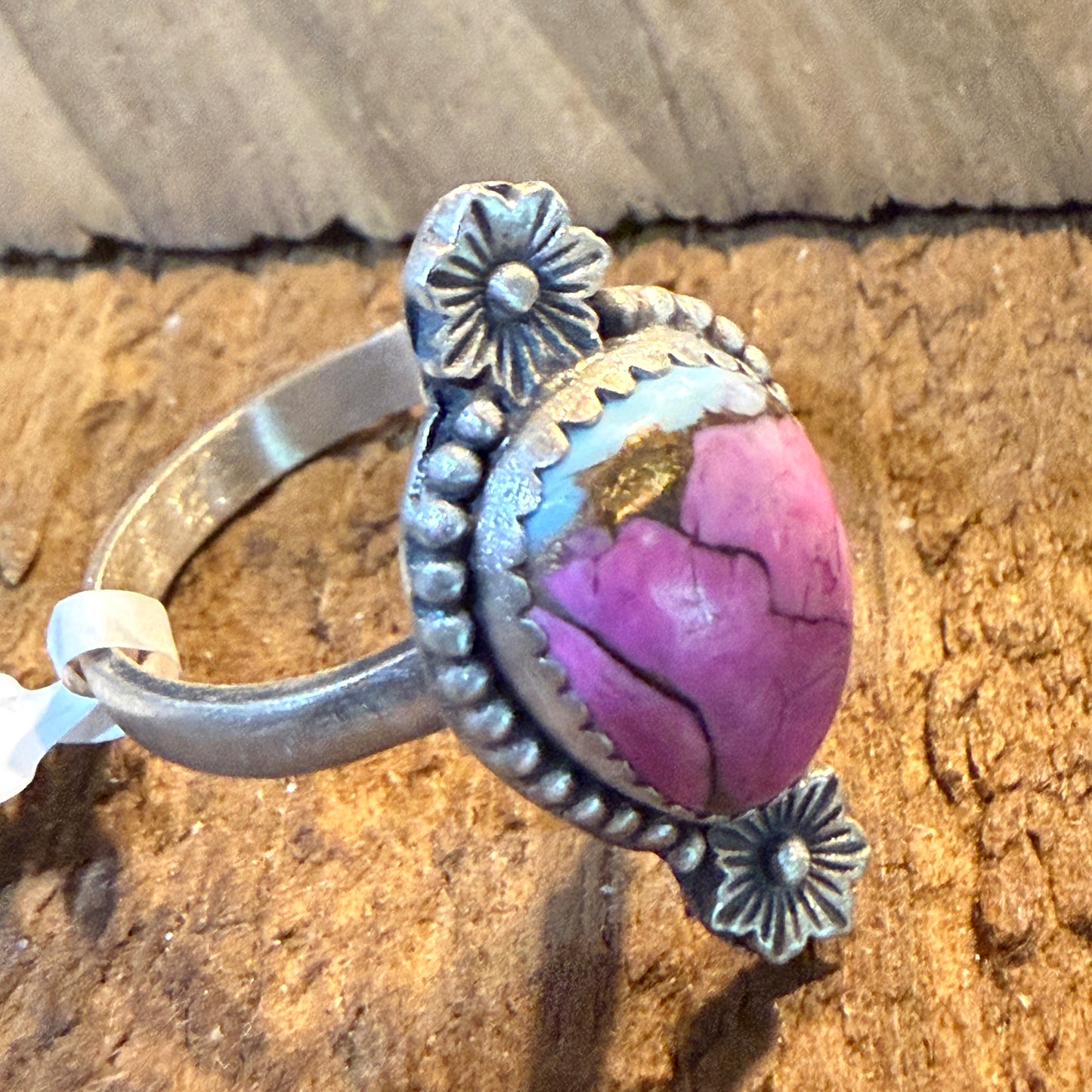 Cotton Candy Dahlia Gemstone Adjustable Ring in Sterling Silver