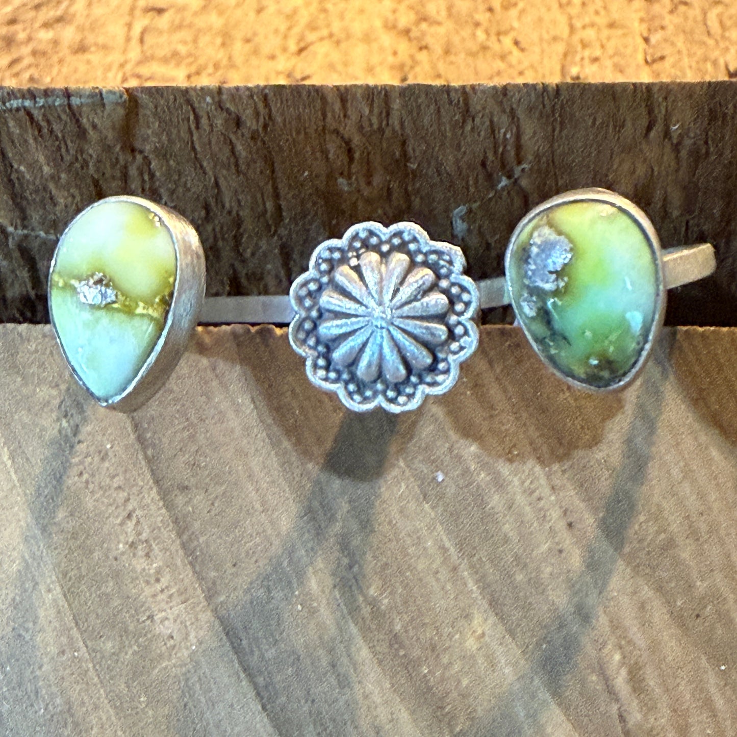 Palomino Turquoise Gemstone Double Ring Sterling Silver Adjustable