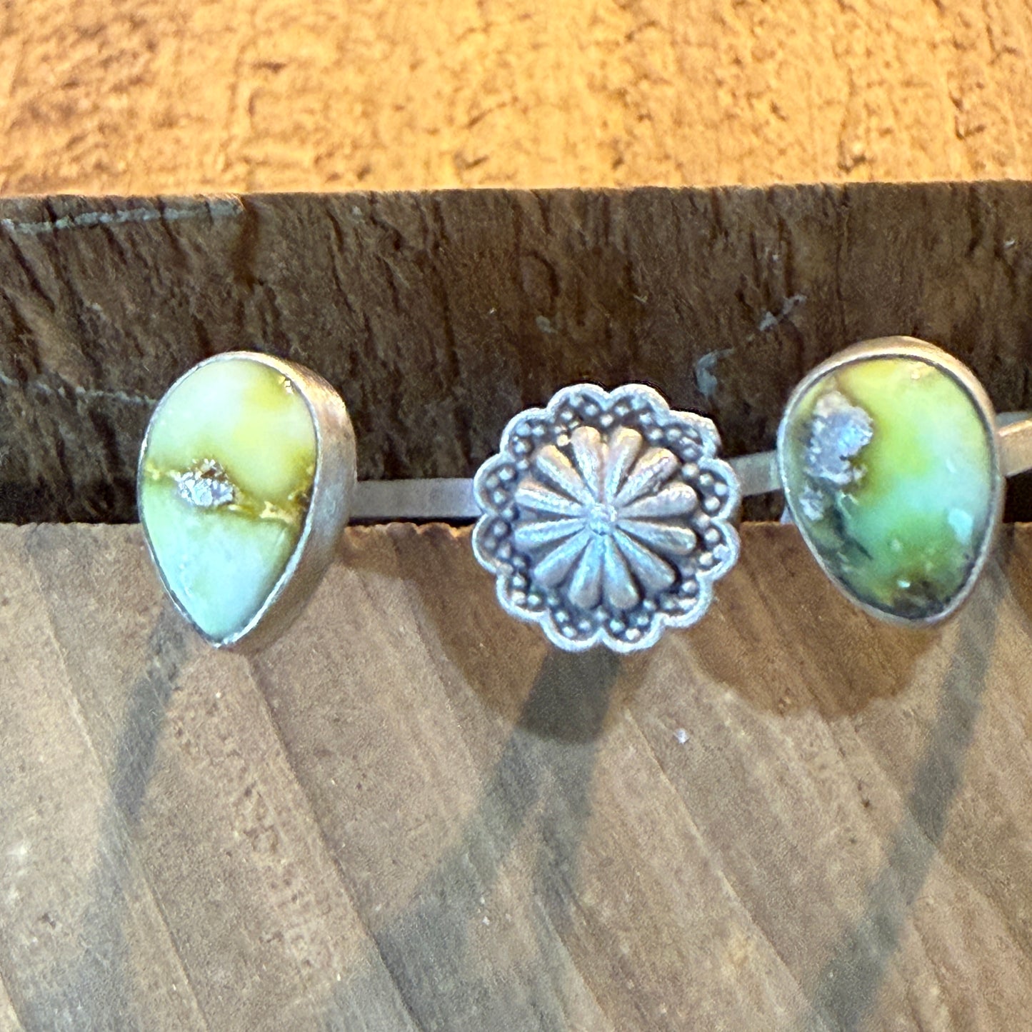 Palomino Turquoise Gemstone Double Ring Sterling Silver Adjustable