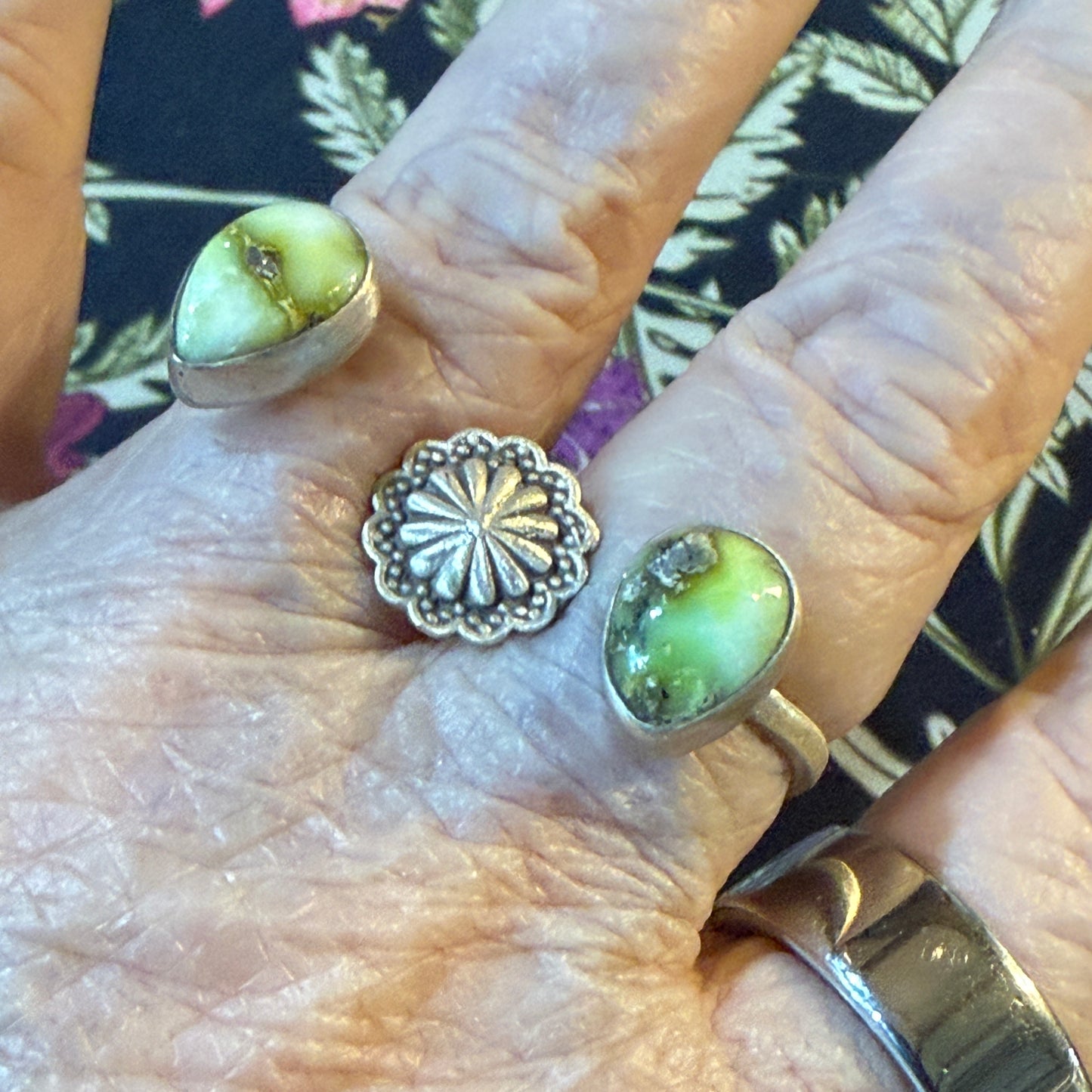 Palomino Turquoise Gemstone Double Ring Sterling Silver Adjustable