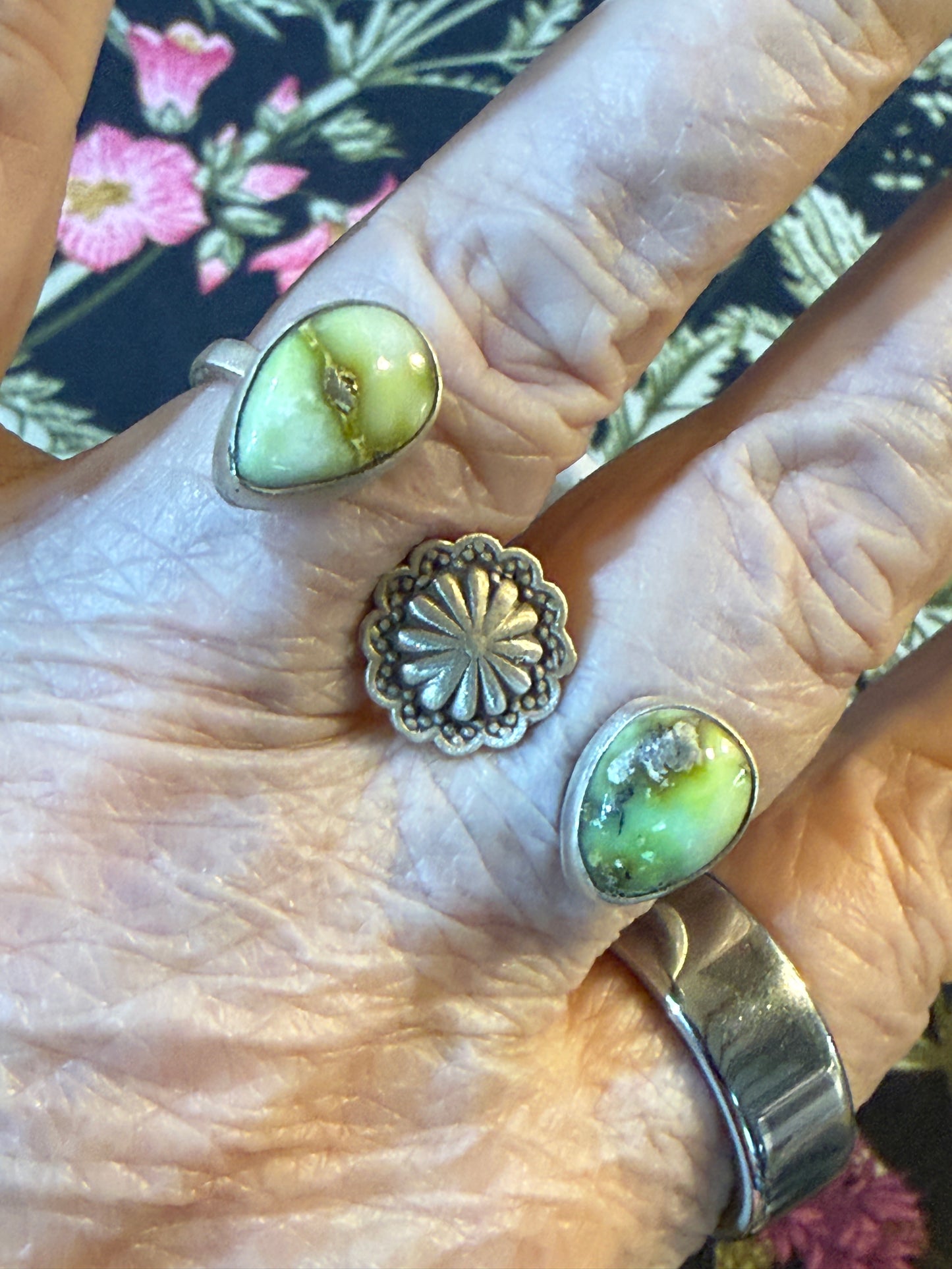 Palomino Turquoise Gemstone Double Ring Sterling Silver Adjustable