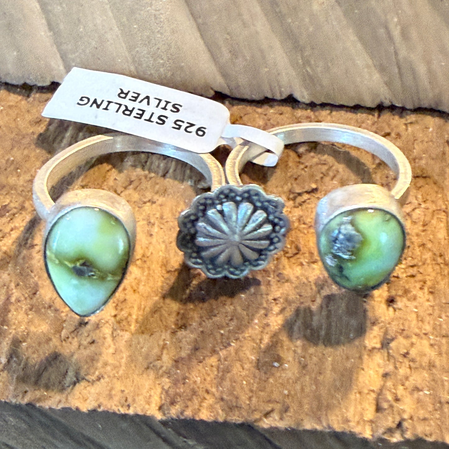 Palomino Turquoise Gemstone Double Ring Sterling Silver Adjustable