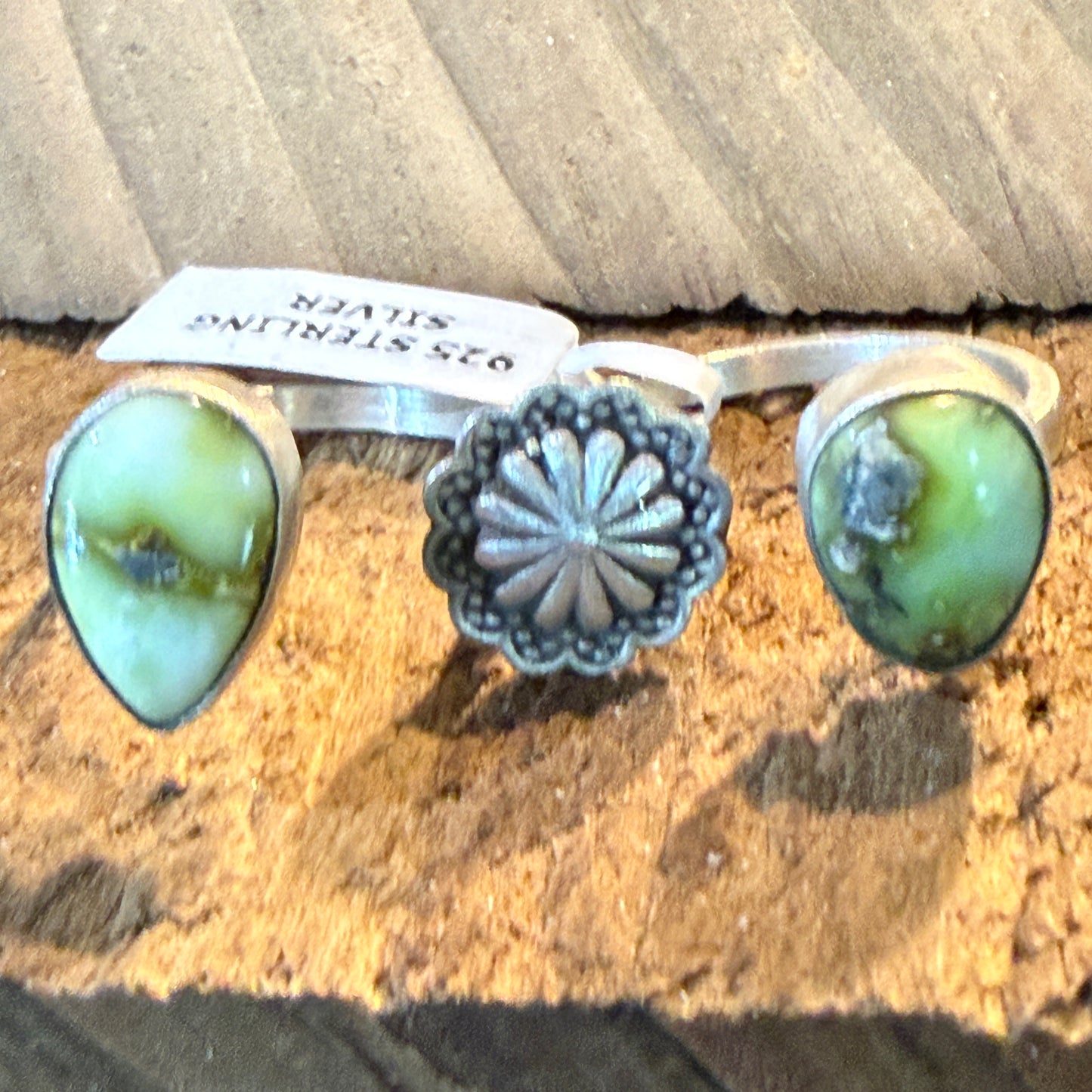 Palomino Turquoise Gemstone Double Ring Sterling Silver Adjustable