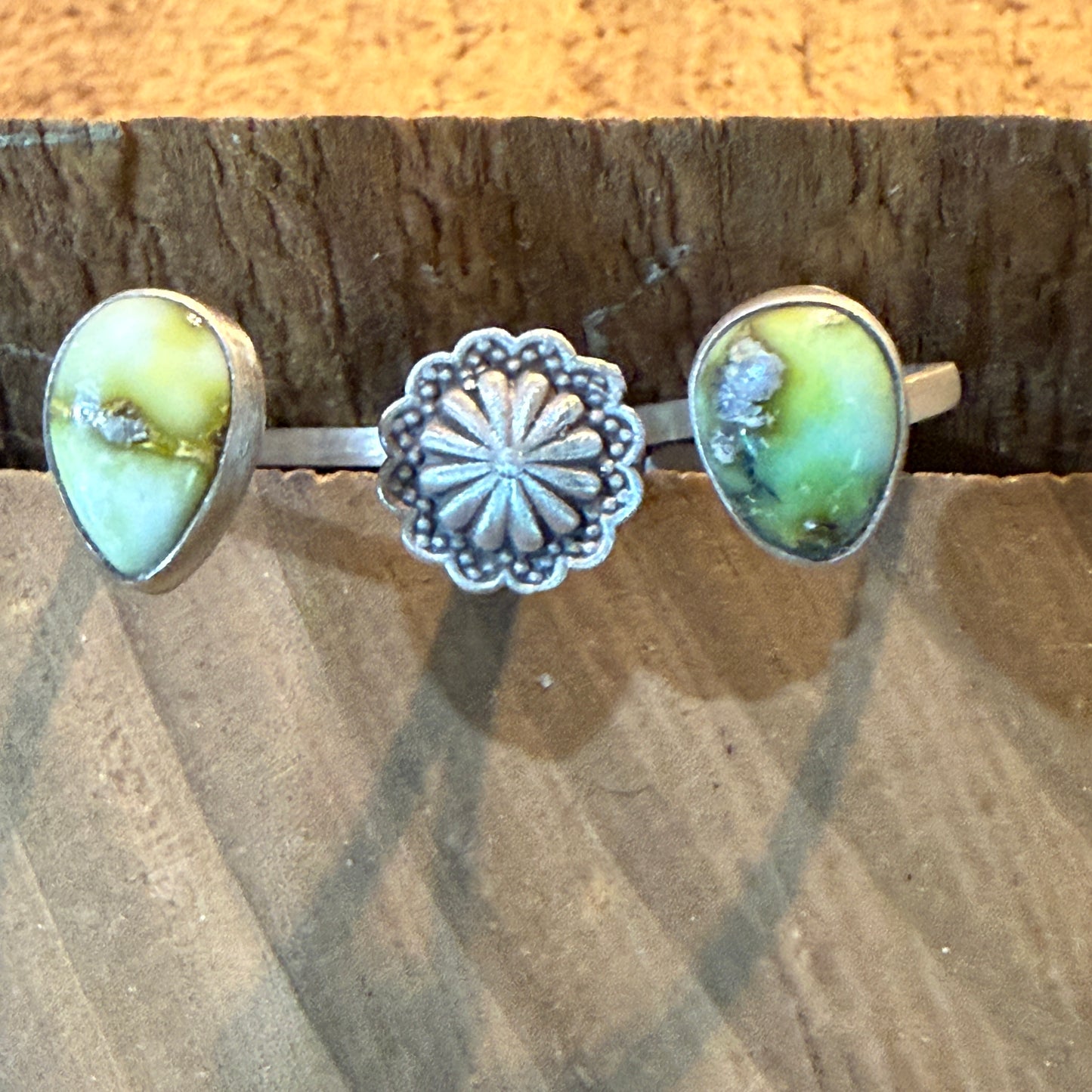 Palomino Turquoise Gemstone Double Ring Sterling Silver Adjustable