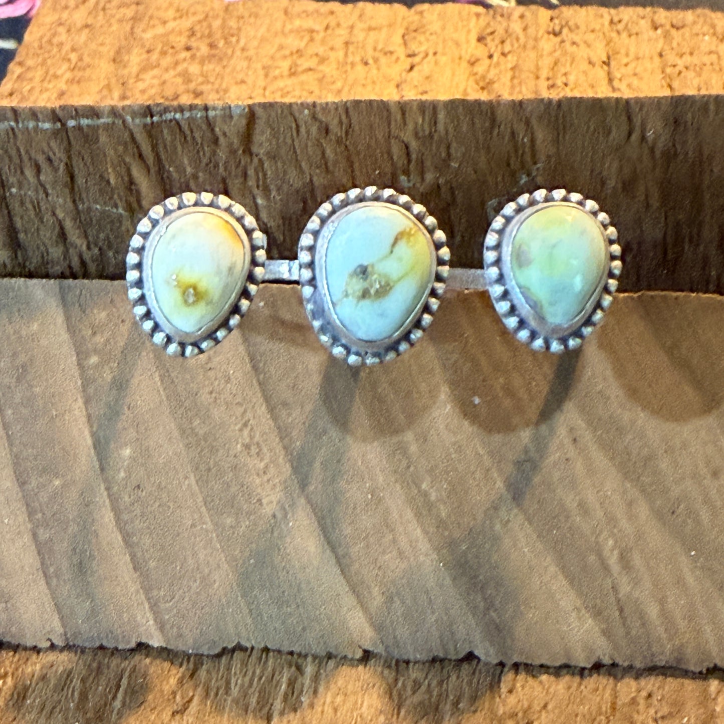 Palomino Turquoise Gemstone Two Finger Sterling Silver Ring
