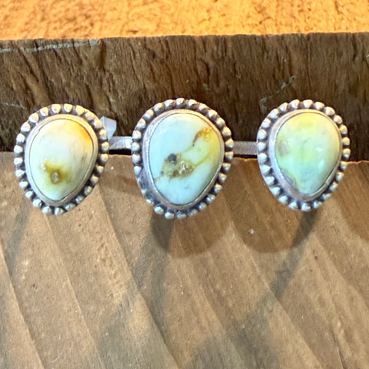 Palomino Turquoise Gemstone Two Finger Sterling Silver Ring