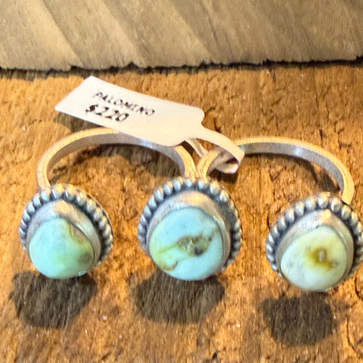 Palomino Turquoise Gemstone Two Finger Sterling Silver Ring