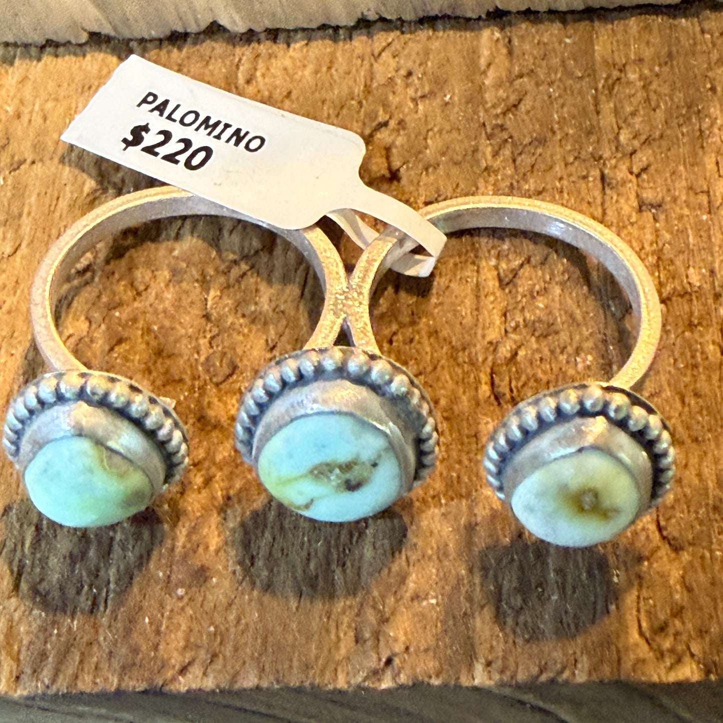 Palomino Turquoise Gemstone Two Finger Sterling Silver Ring