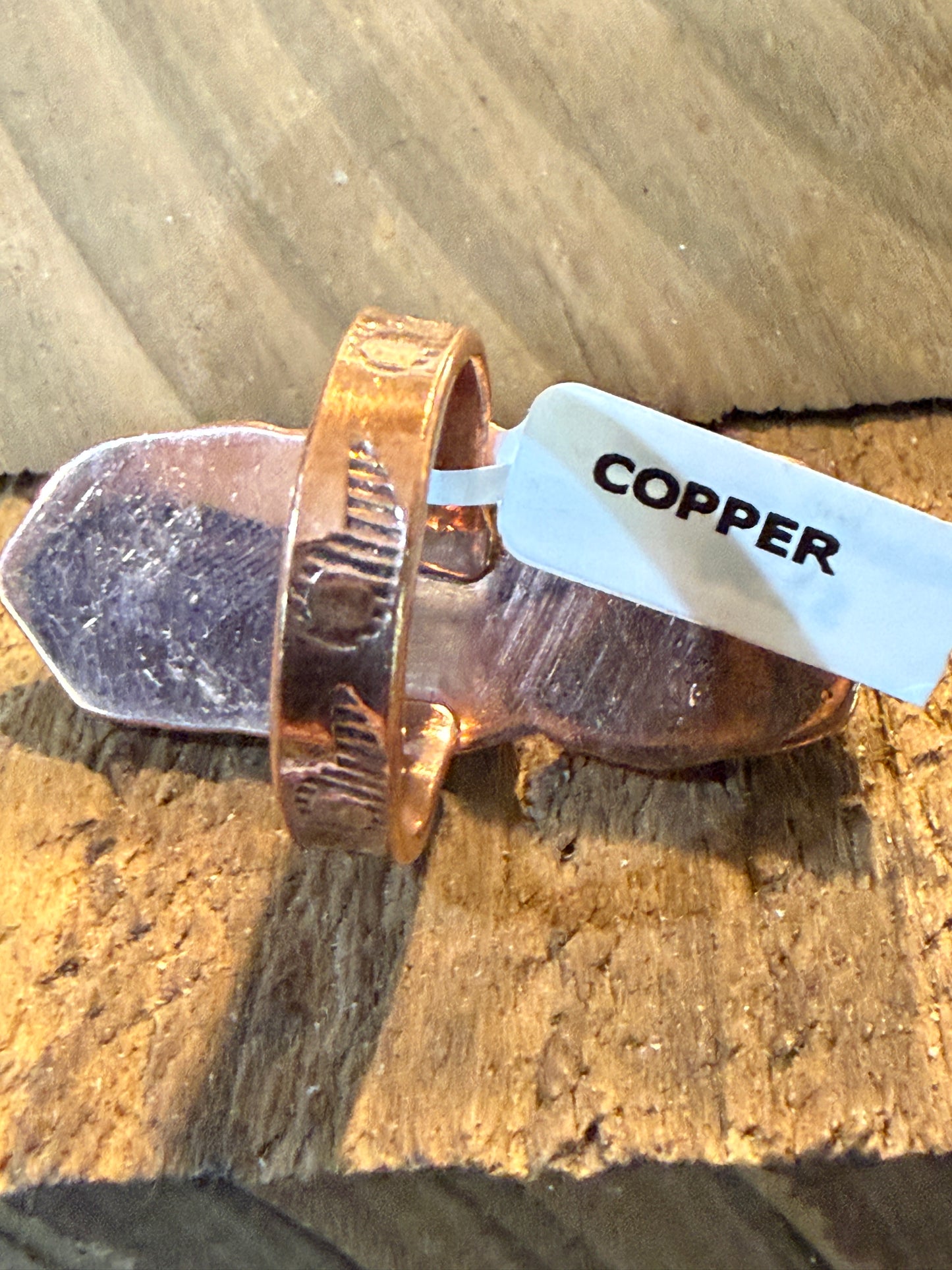 Mojave Turquoise Gemstone Copper Adjustable Ring 1.75 Inch