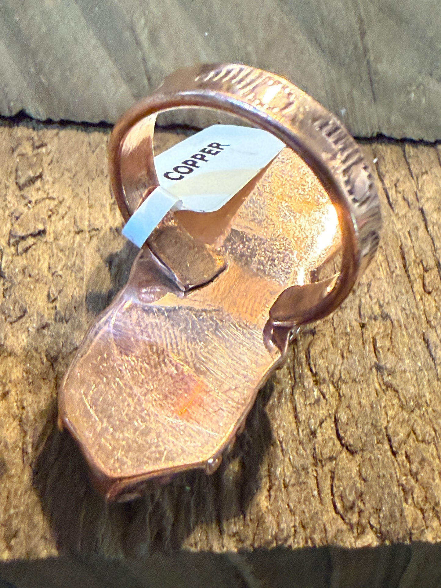 Mojave Turquoise Gemstone Copper Adjustable Ring 1.75 Inch