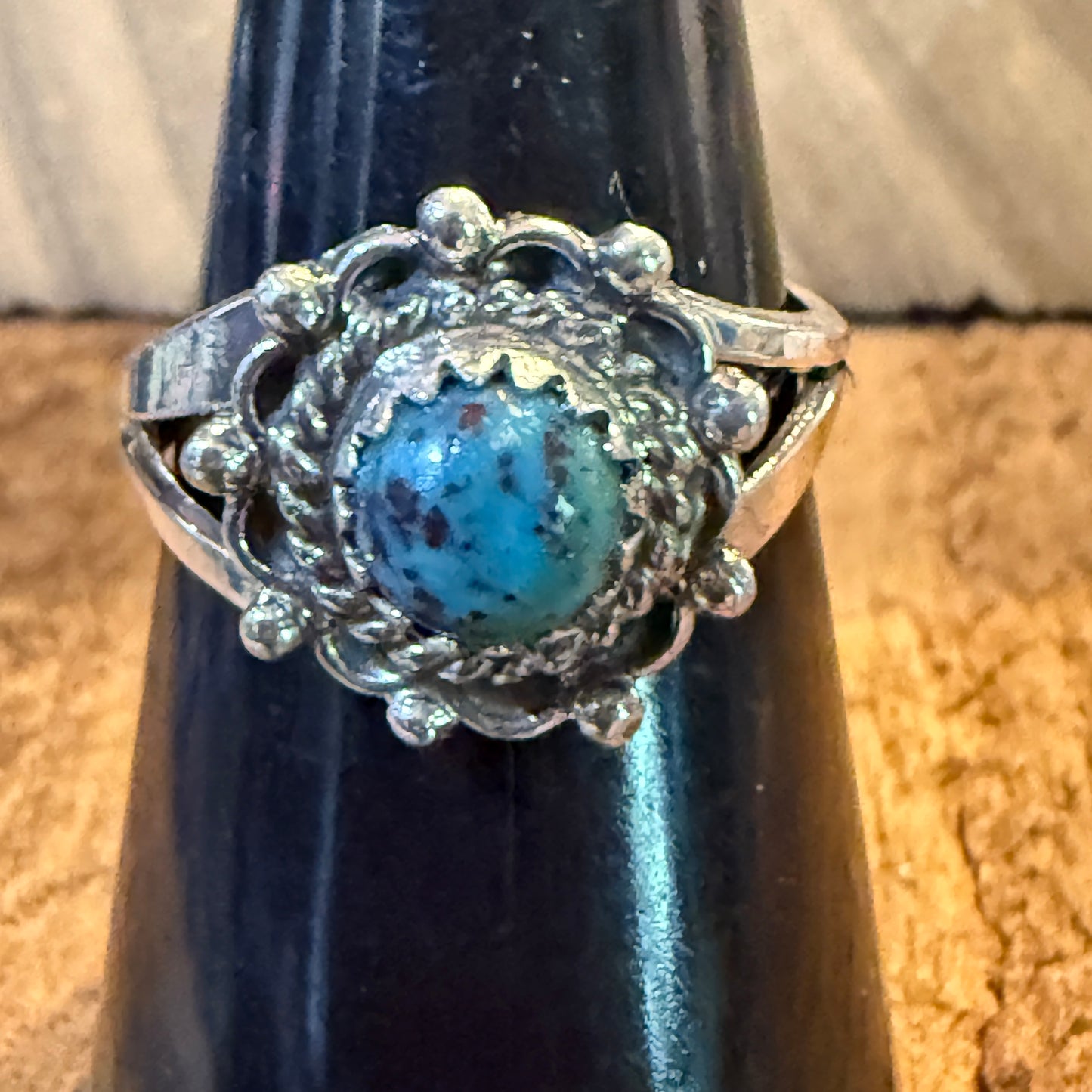 Navajo Kingman Turquoise Ring Sterling Silver Size 7 Theresa Smith