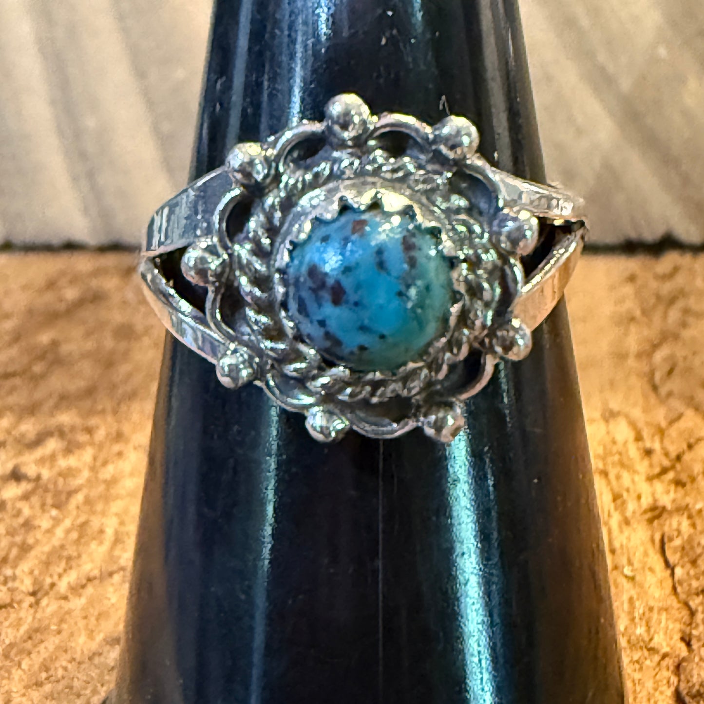 Navajo Kingman Turquoise Ring Sterling Silver Size 7 Theresa Smith