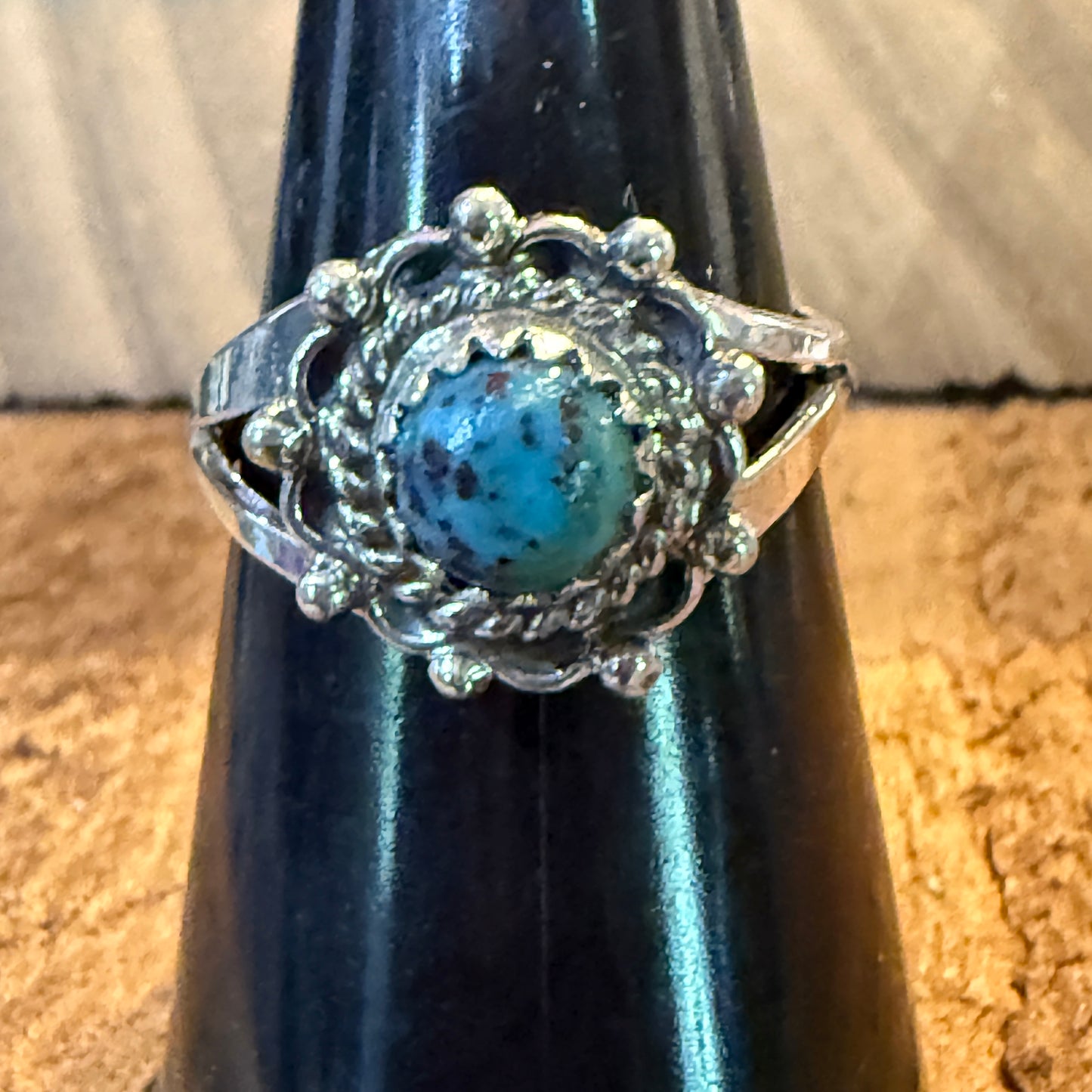 Navajo Kingman Turquoise Ring Sterling Silver Size 7 Theresa Smith