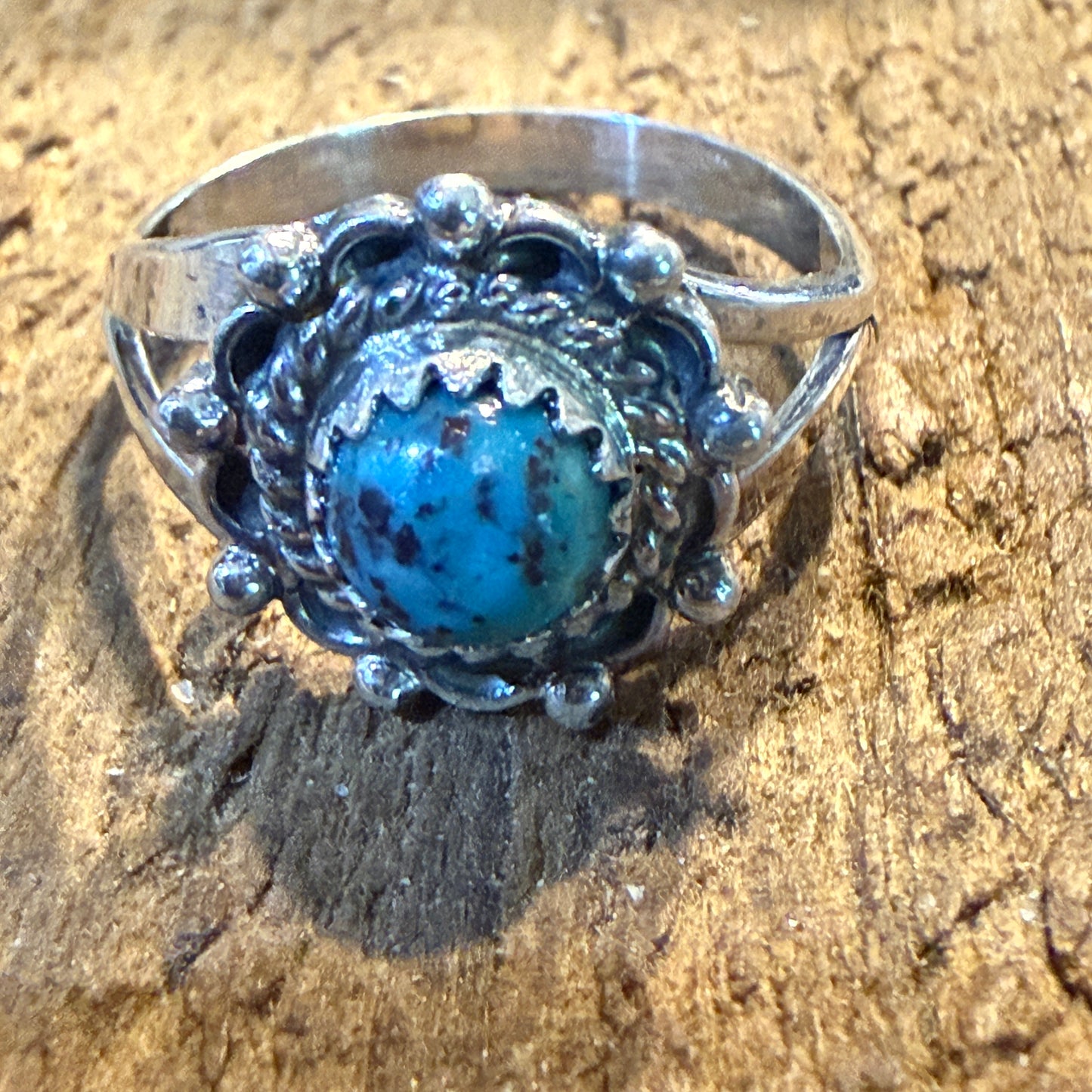 Navajo Kingman Turquoise Ring Sterling Silver Size 7 Theresa Smith