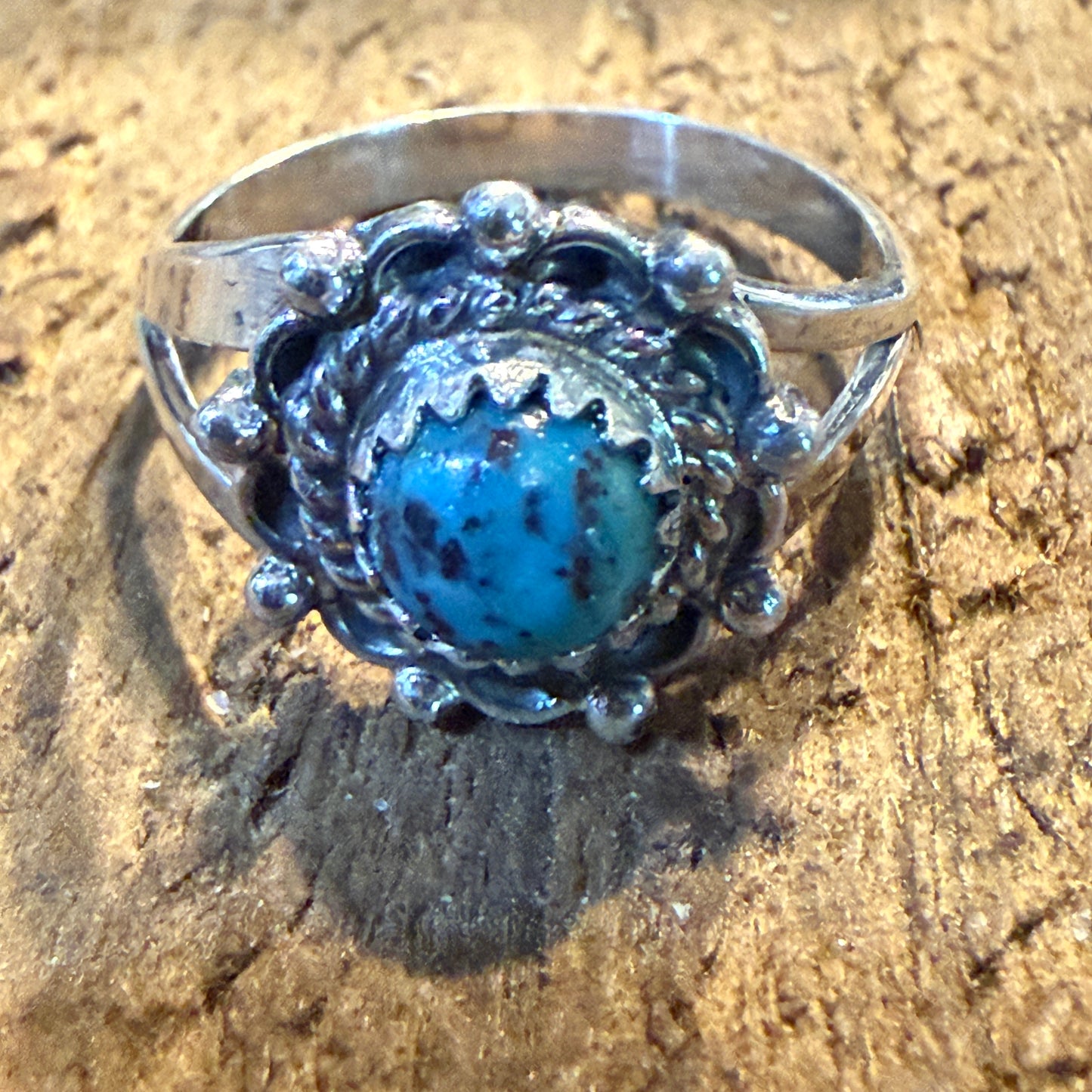 Navajo Kingman Turquoise Ring Sterling Silver Size 7 Theresa Smith