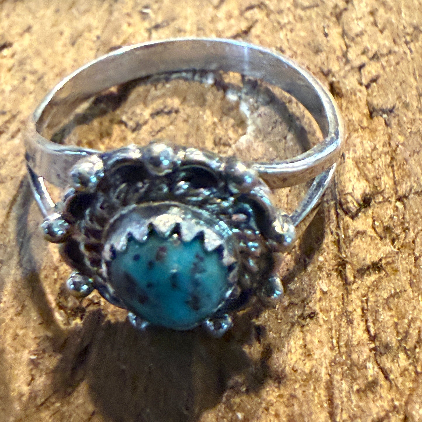 Navajo Kingman Turquoise Ring Sterling Silver Size 7 Theresa Smith
