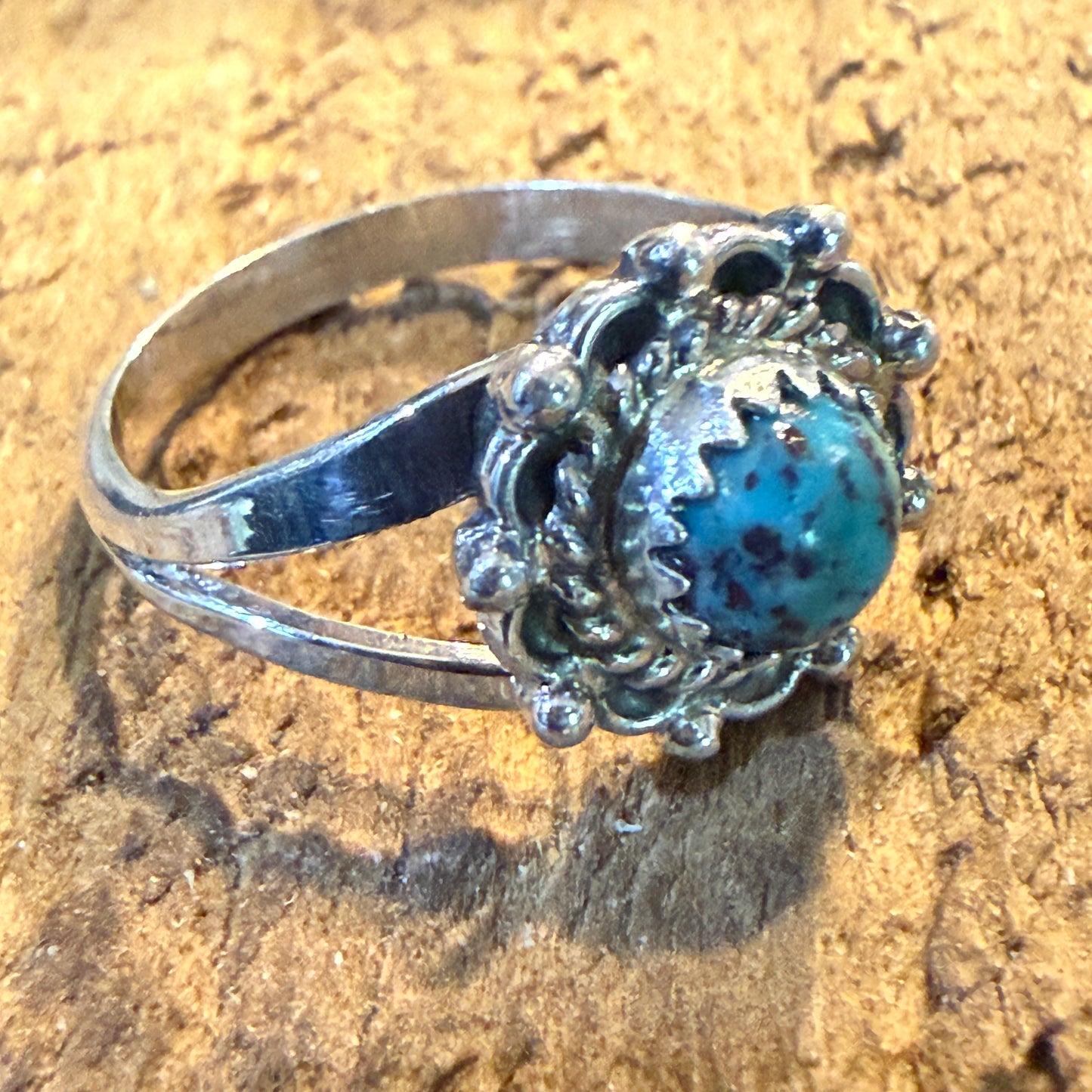 Navajo Kingman Turquoise Ring Sterling Silver Size 7 Theresa Smith