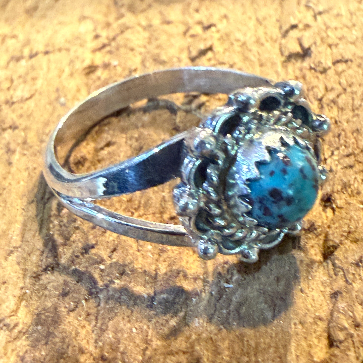 Navajo Kingman Turquoise Ring Sterling Silver Size 7 Theresa Smith