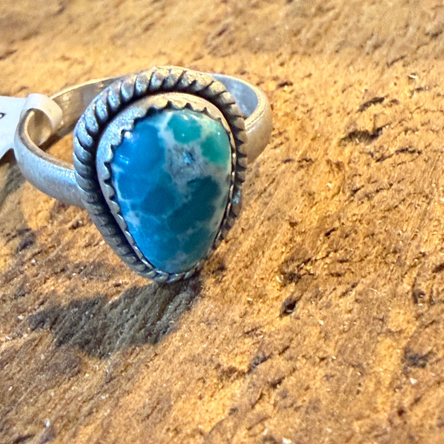 White Water Turquoise Gemstone Adjustable Ring In Sterling Silver