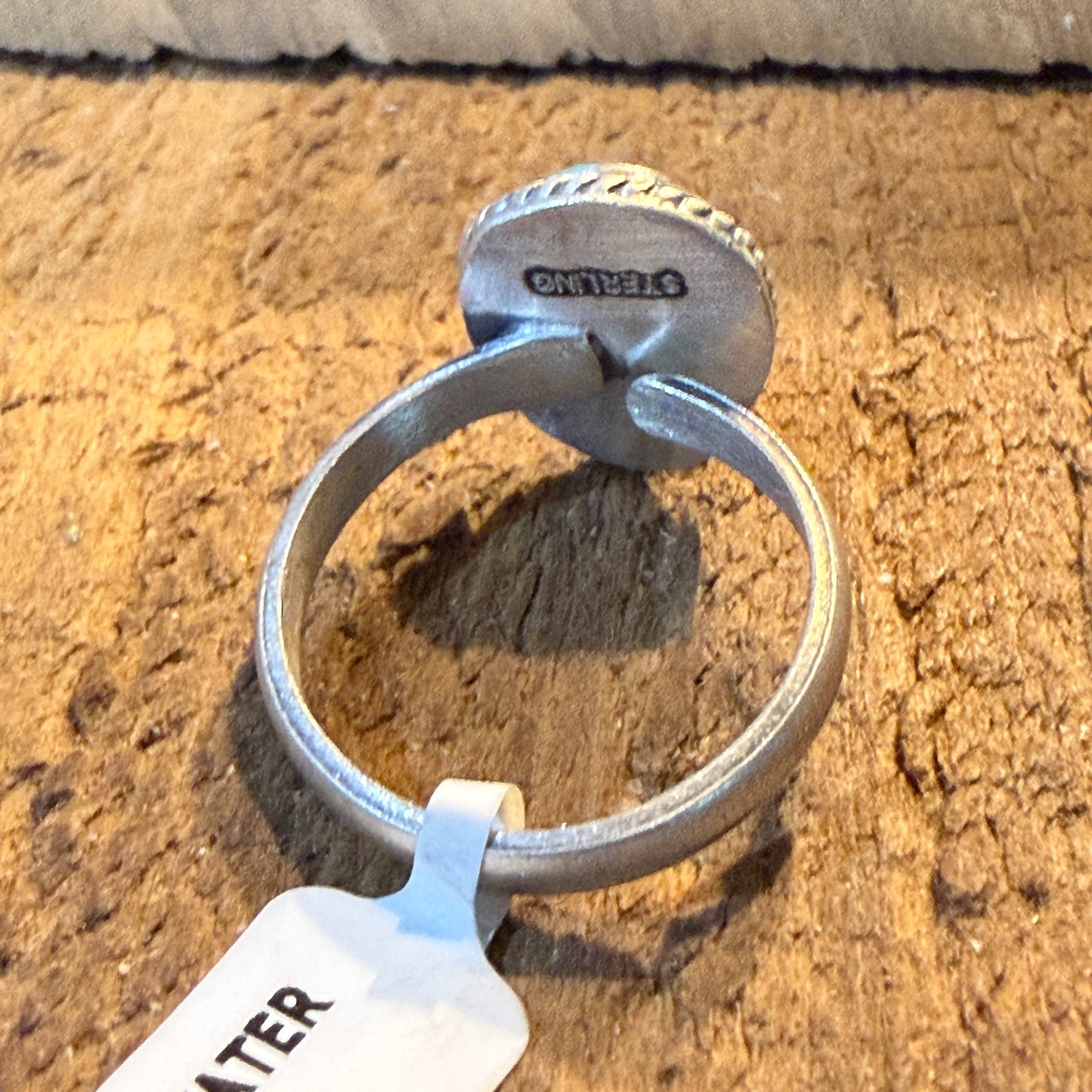 White Water Turquoise Gemstone Adjustable Ring In Sterling Silver