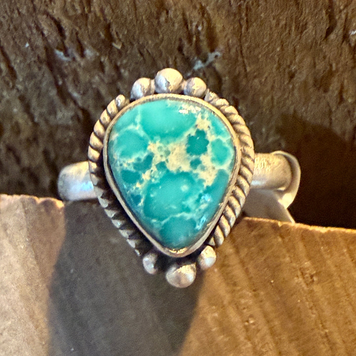 White Water Turquoise Gemstone Adjustable Sterling Silver Ring