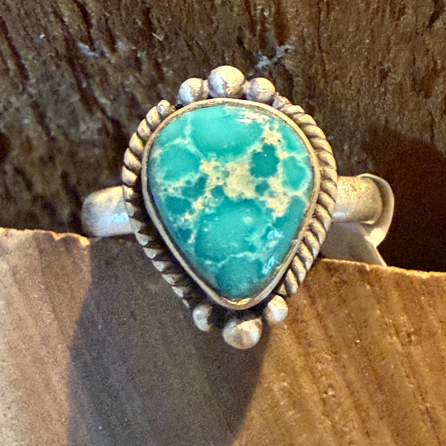 White Water Turquoise Gemstone Adjustable Sterling Silver Ring