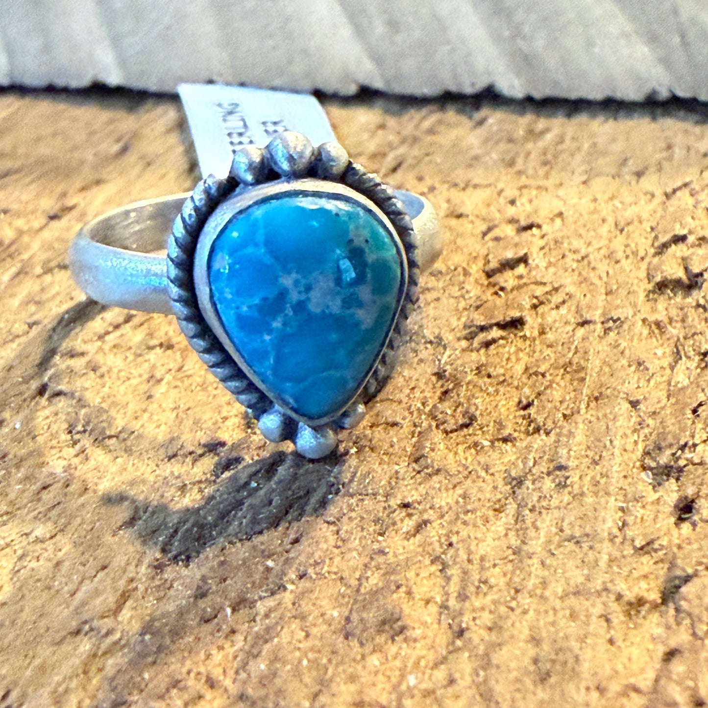White Water Turquoise Gemstone Adjustable Sterling Silver Ring