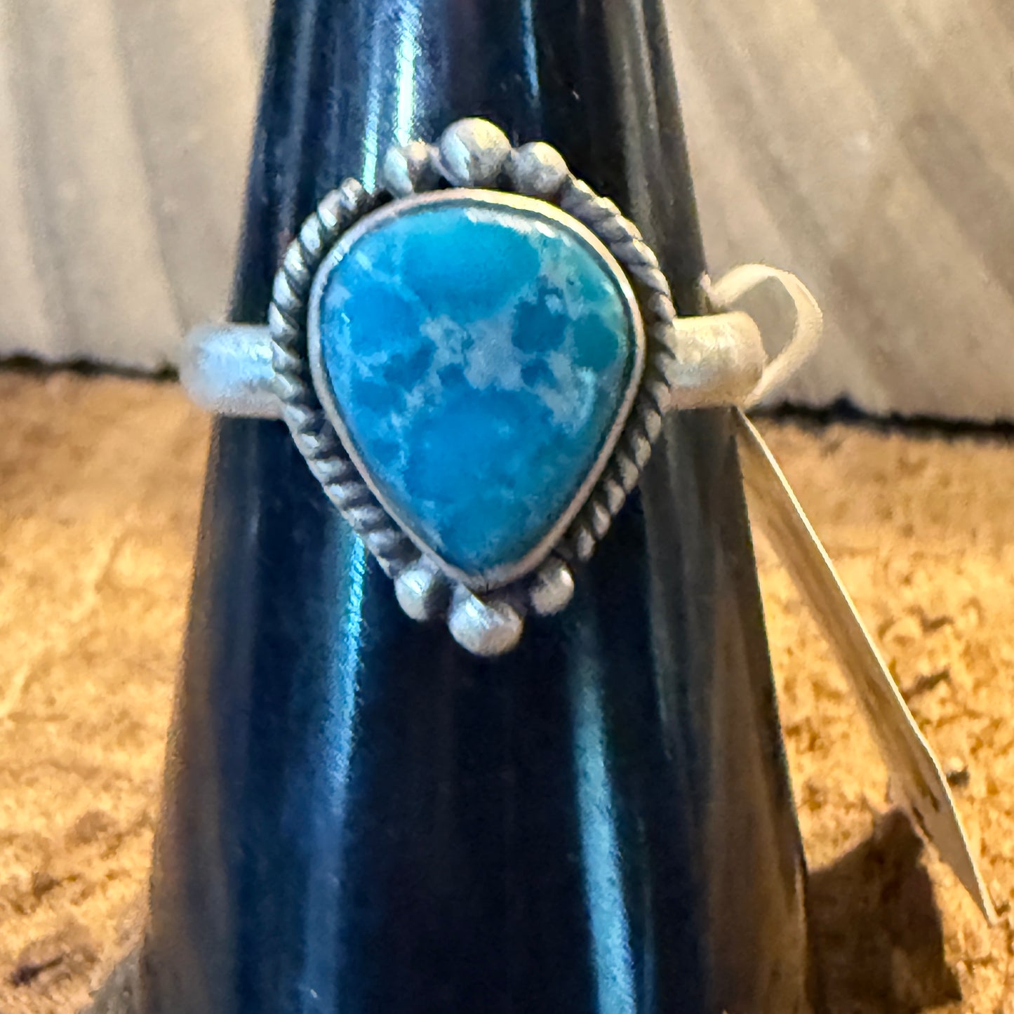 White Water Turquoise Gemstone Adjustable Sterling Silver Ring