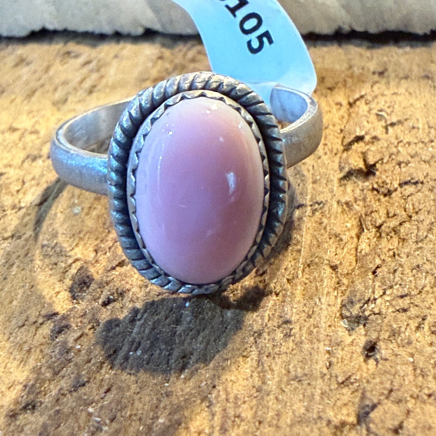 Pink Conch Turquoise Gemstone Adjustable Ring in Sterling Silver