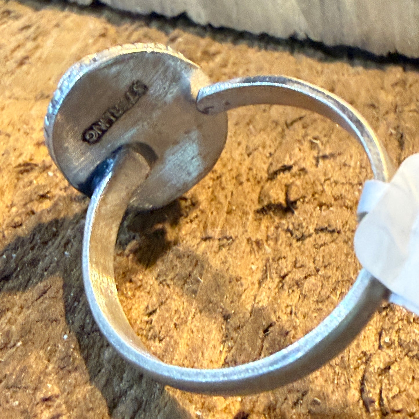 Pink Conch Turquoise Gemstone Adjustable Ring in Sterling Silver