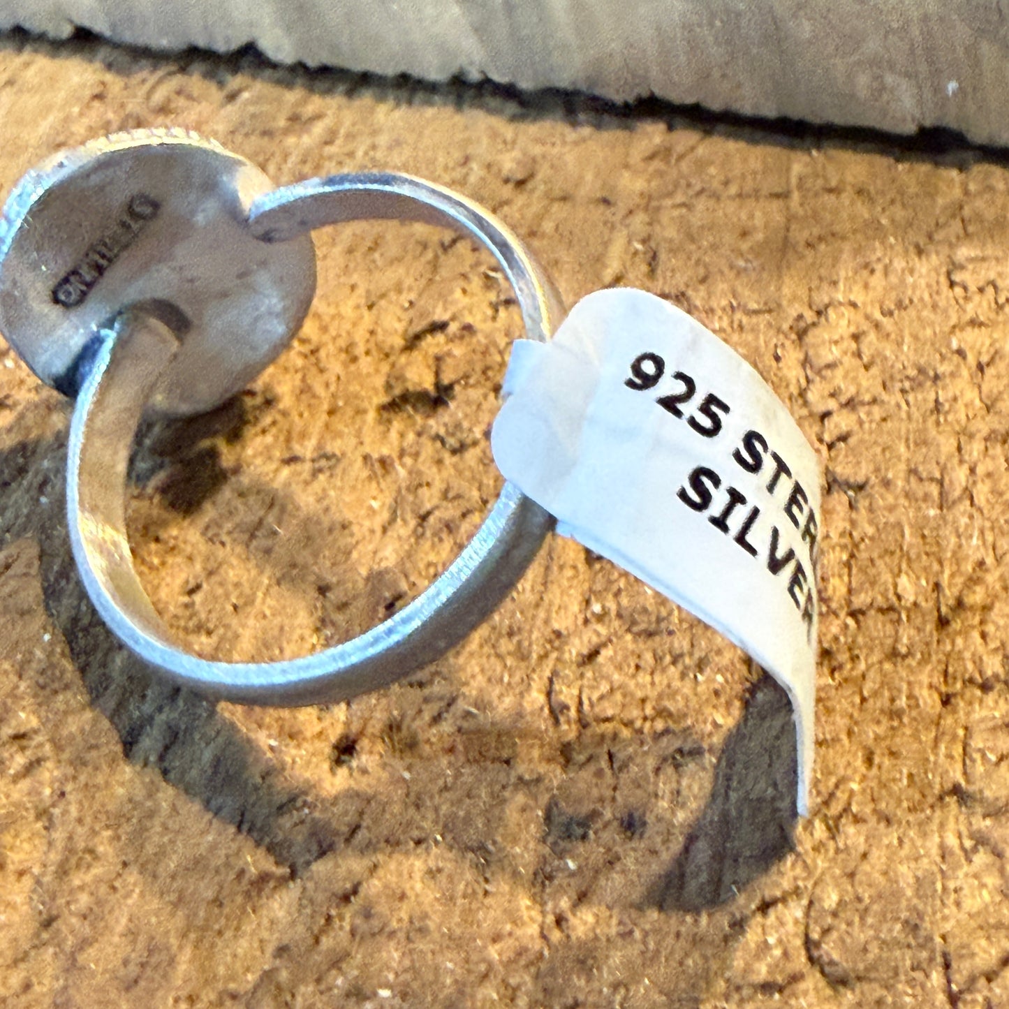Pink Conch Turquoise Gemstone Adjustable Ring in Sterling Silver