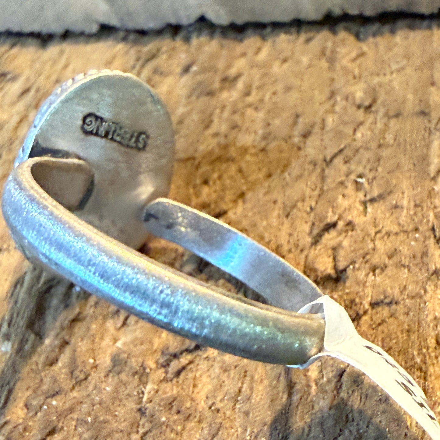 Pink Conch Turquoise Gemstone Adjustable Ring in Sterling Silver