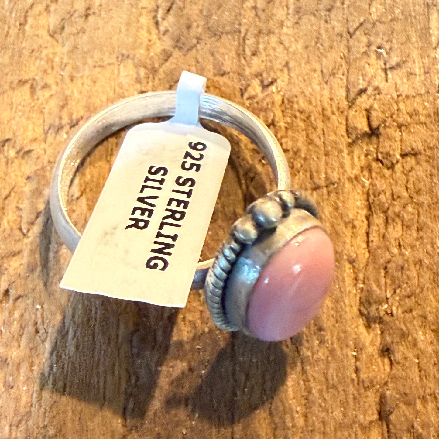 Pink Conch Turquoise Gemstone Adjustable Ring Sterling Silver