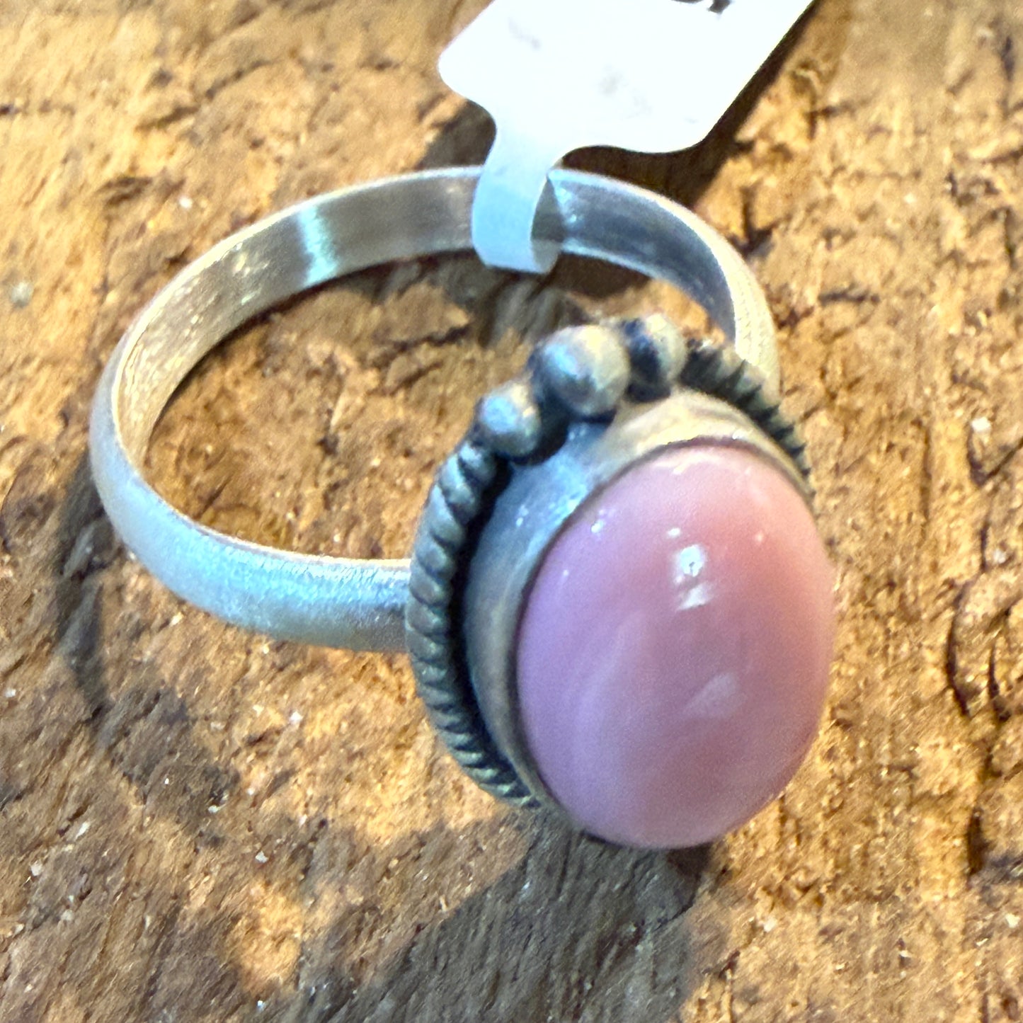 Pink Conch Turquoise Gemstone Adjustable Ring Sterling Silver