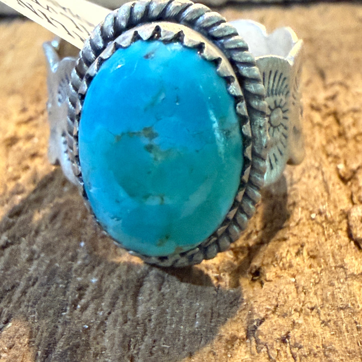 Mojave Turquoise Gemstone Cigar Band Adjustable Ring Sterling Silver