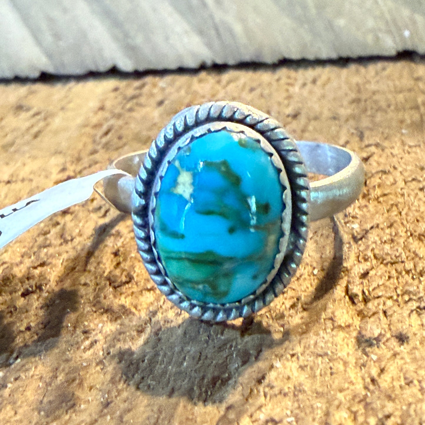 Turquoise Gemstone Adjustable Ring Sterling Silver By Seyara Bella