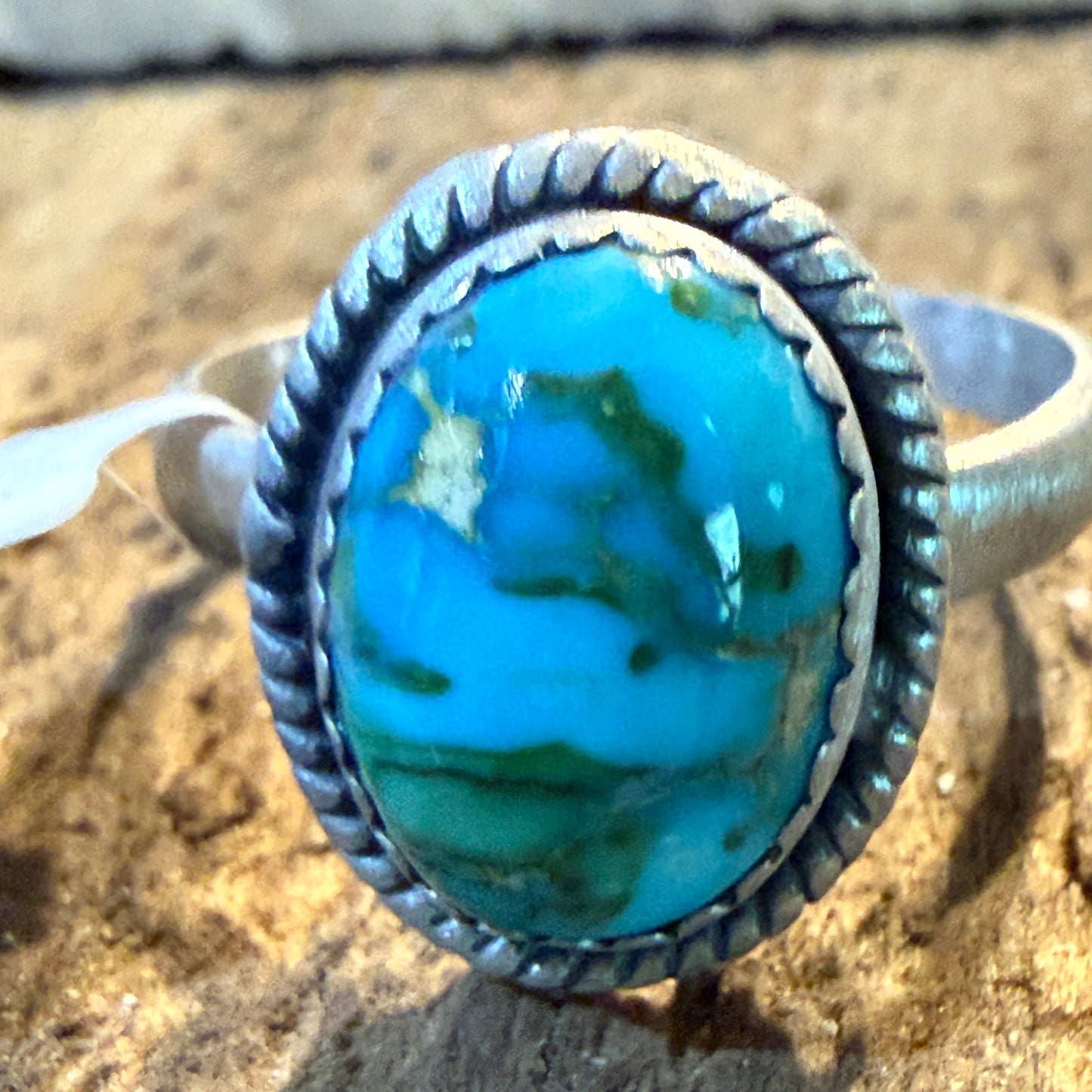 Turquoise Gemstone Adjustable Ring Sterling Silver By Seyara Bella