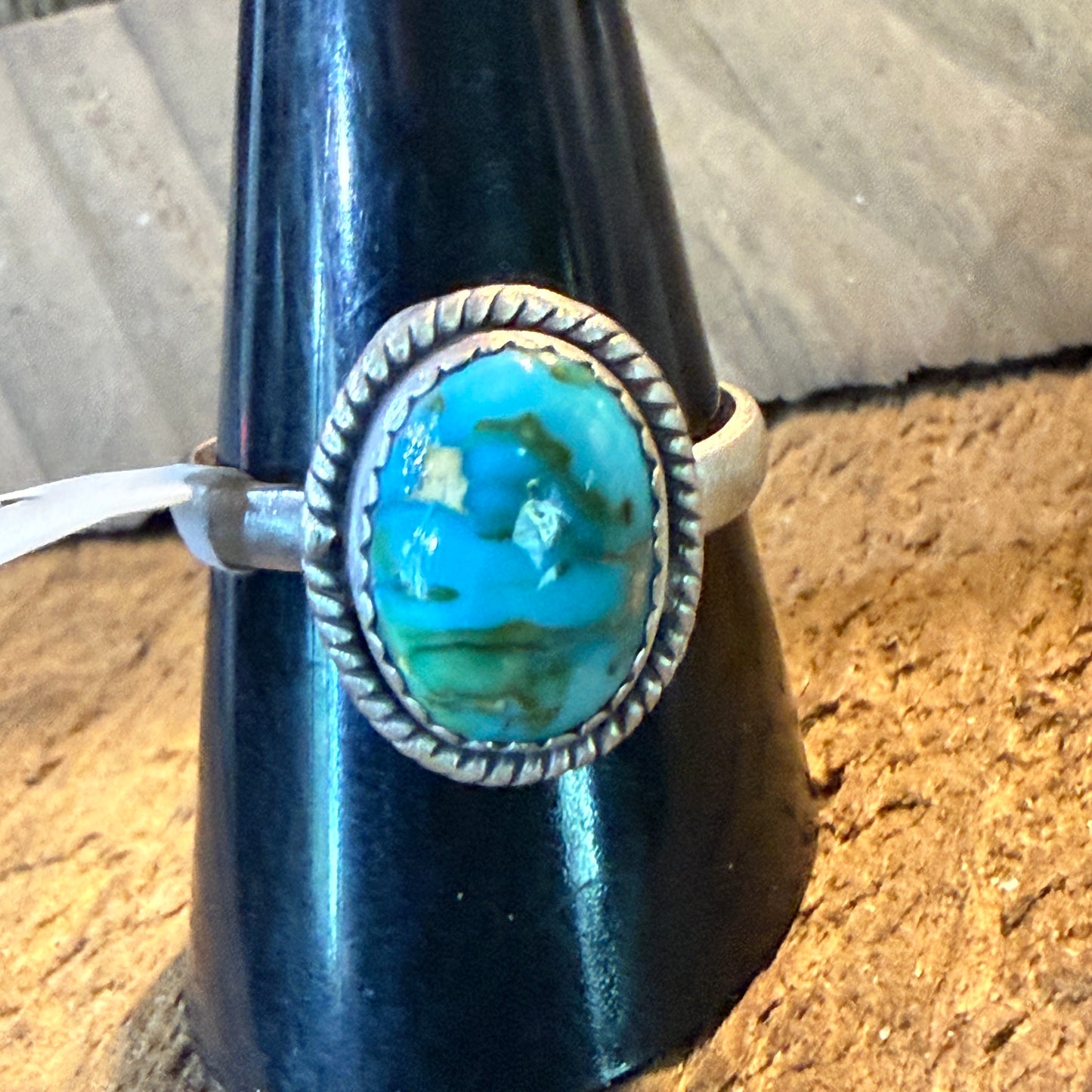 Turquoise Gemstone Adjustable Ring Sterling Silver By Seyara Bella